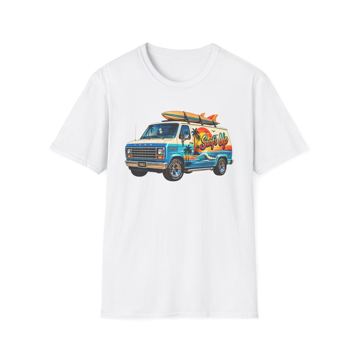 Surf Van T-Shirt — "Surf's Up" Retro Beach Van Tee