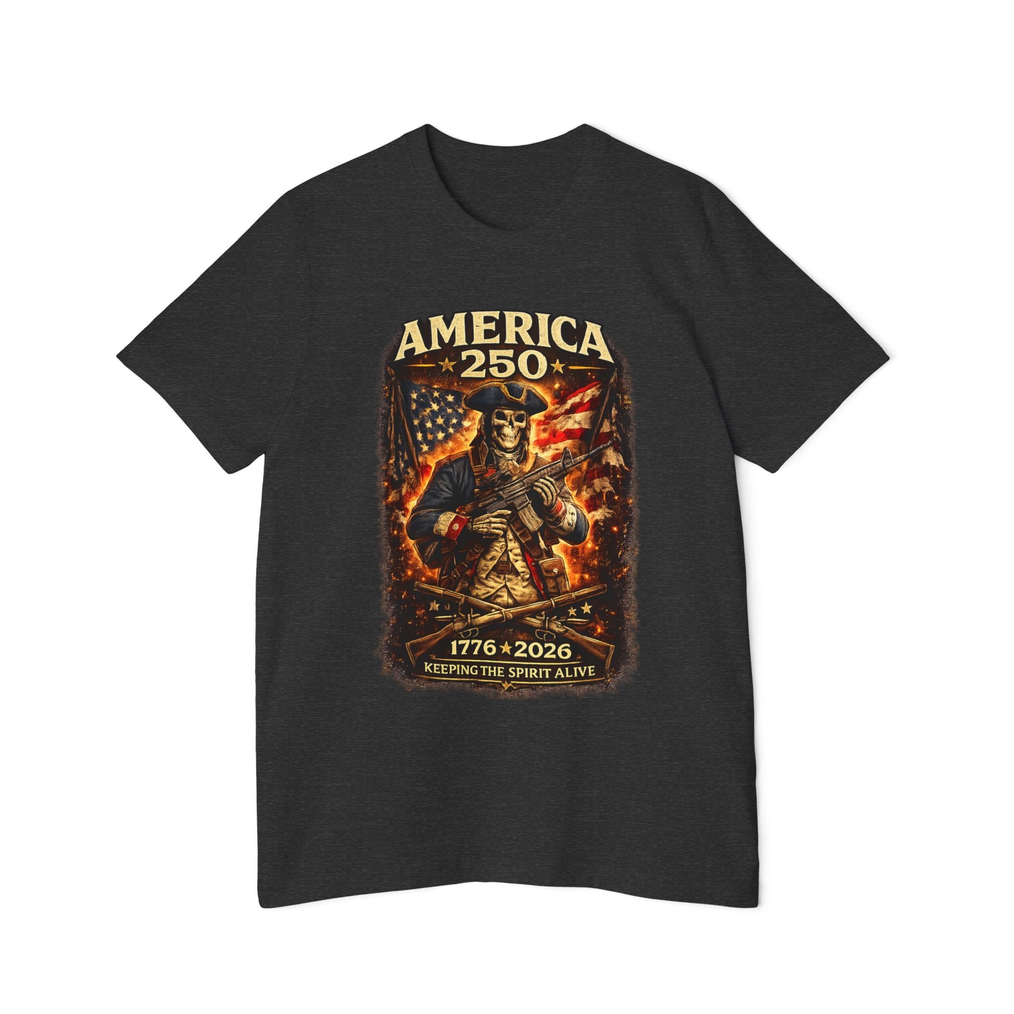 America 250 T-Shirt - 1776-2026 Patriotic Skeleton Flag Tee
