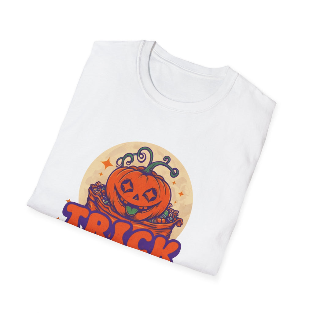 Halloween Trick or Treat T-Shirt | Unisex Softstyle Tee, Fall Fashion, Costume Alternative, Halloween Party Shirt, Spooky Gifts