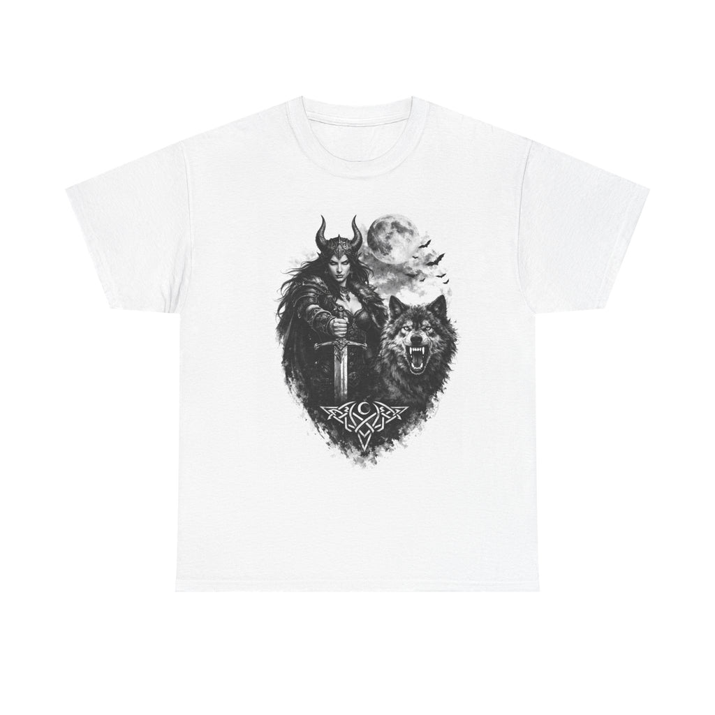 Viking Warrior & Wolf Graphic Tee — "Willow & the Wolf: Strength Wrapped in Silence"