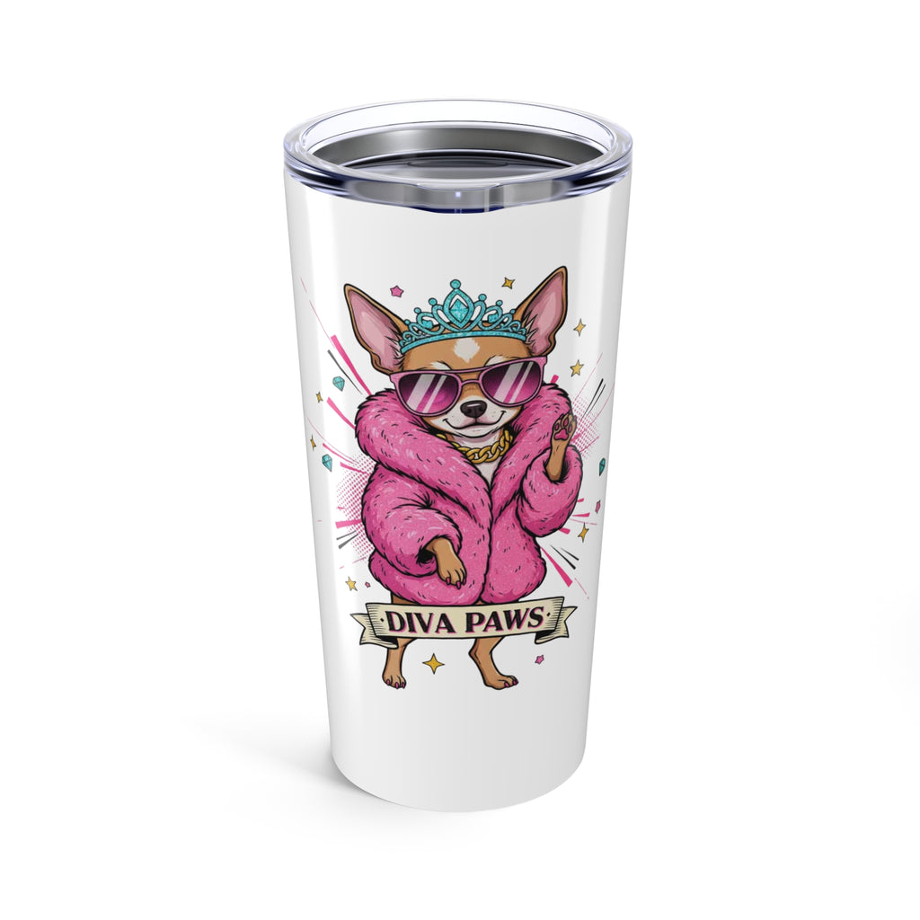 Diva Paws Chihuahua Illustration Tumbler 20oz | Cute Dog Travel Mug