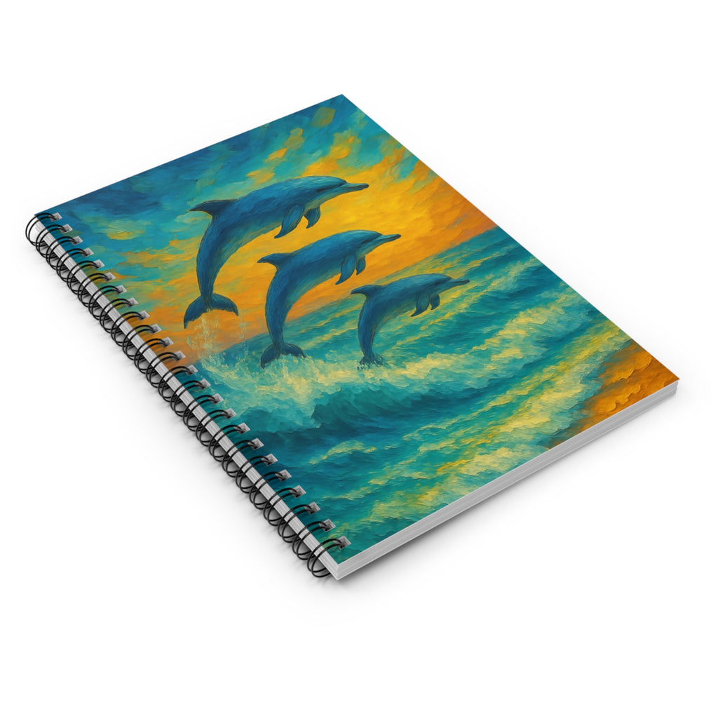Ocean Breeze Dolphin Spiral Notebook - Create, Journal, Organize, Blue Waves, Gift for Sea Lovers, School Supplies, Beach Decor