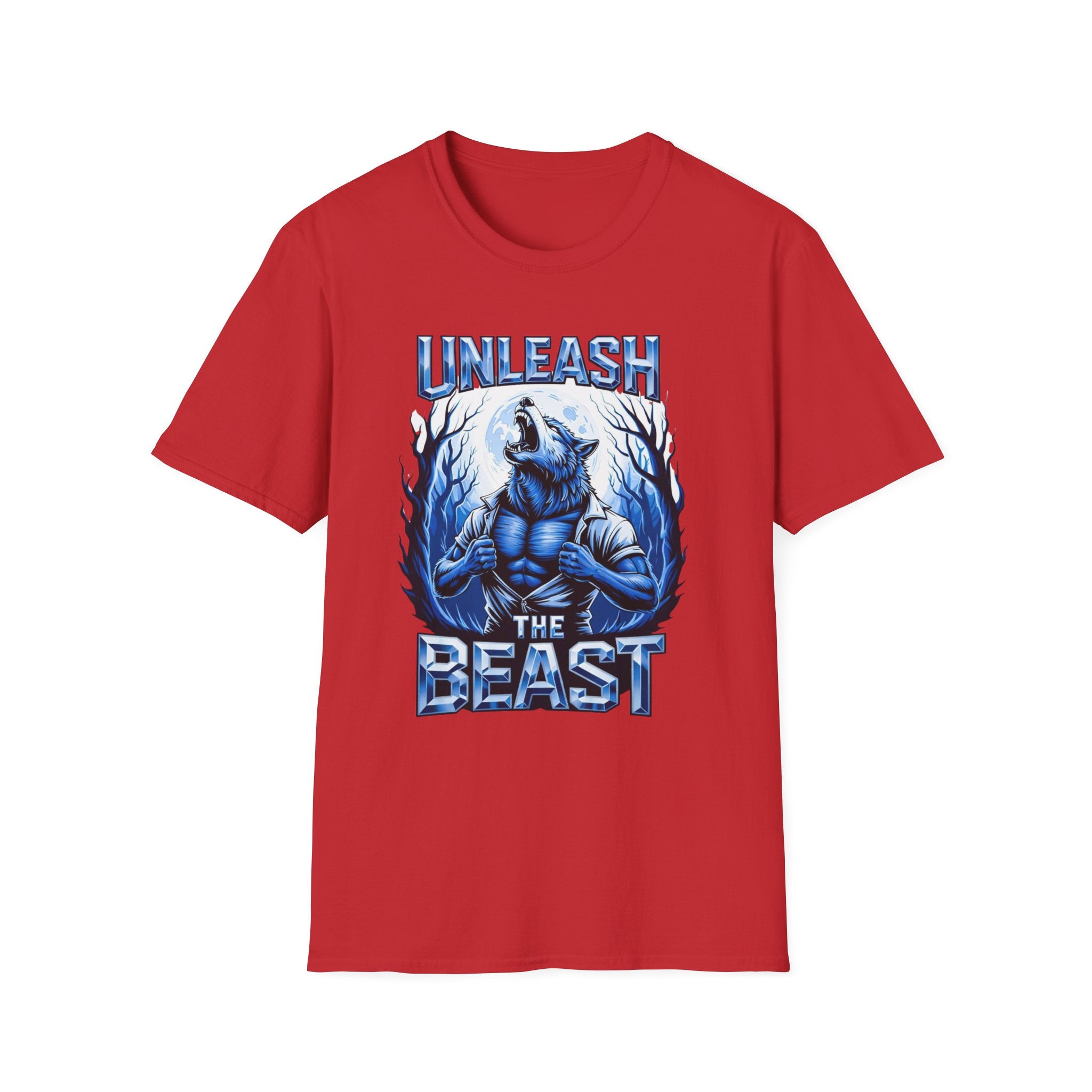 Unleash The Beast Werewolf T-Shirt — Blue Graphic Tee