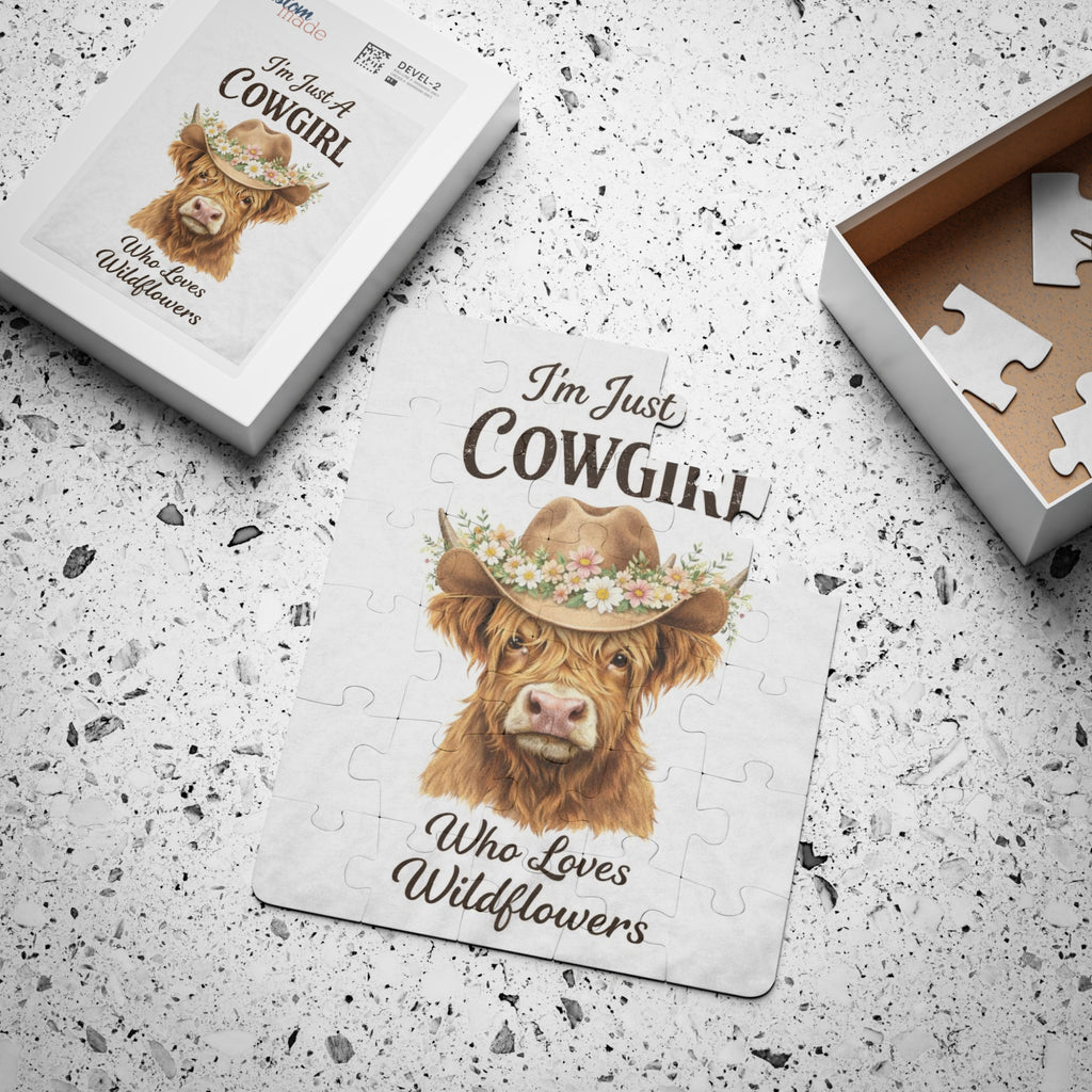 Cowgirl Puzzle — "I'm Just a Cowgirl Who Loves Wildflowers" 30‑Piece Ranch Puzzle