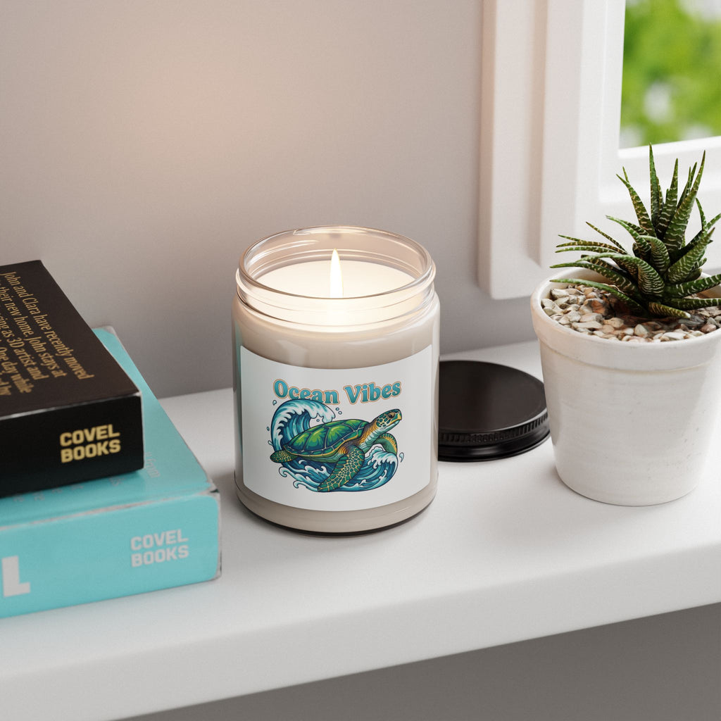 Ocean Vibes Soy Candle — 9 oz Scented Beach Turtle Candle