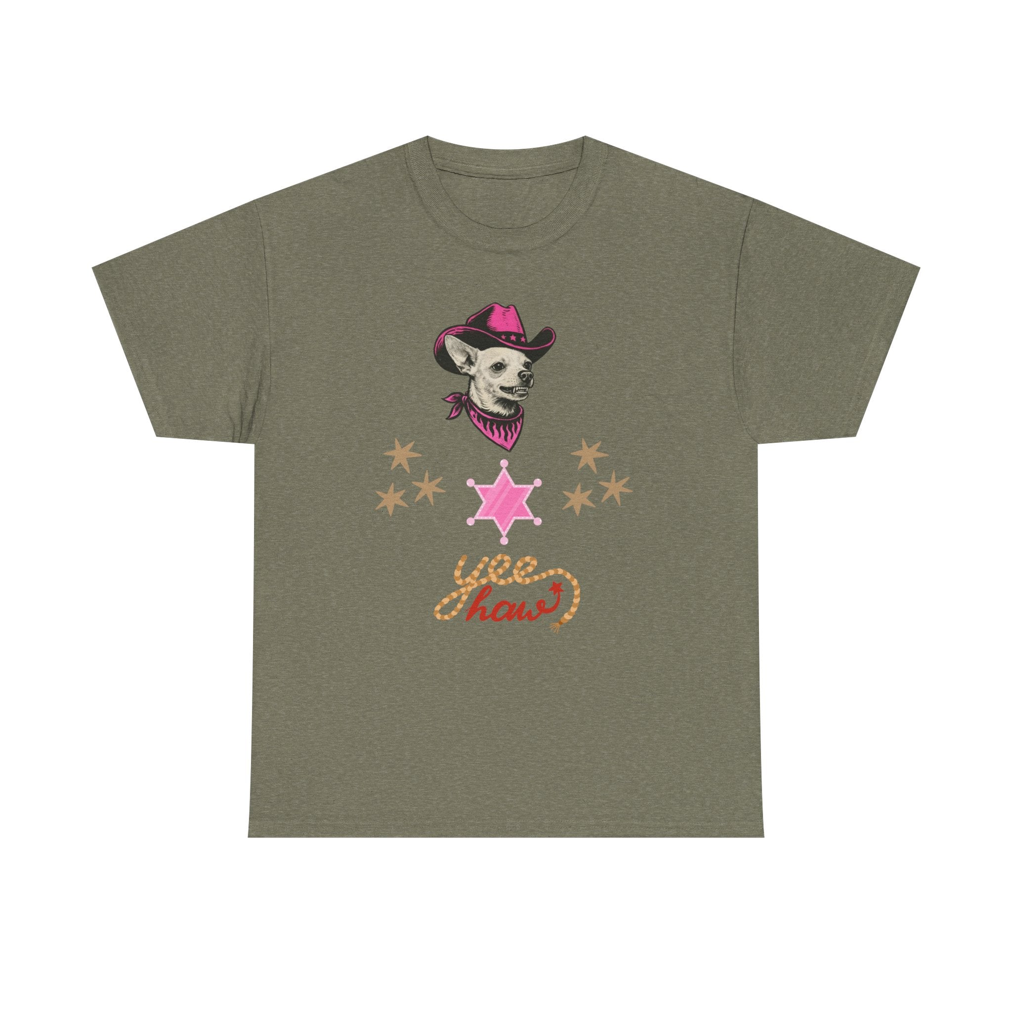 Cowgirl Dog T-Shirt — 'Yee Haw' Chihuahua in Pink Cowboy Hat    Trendy TShirt CoCo
