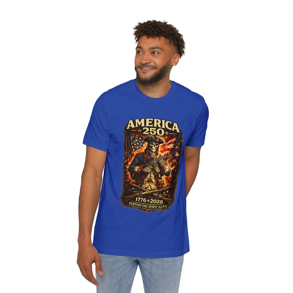 America 250 T-Shirt - 1776-2026 Patriotic Skeleton Flag Tee