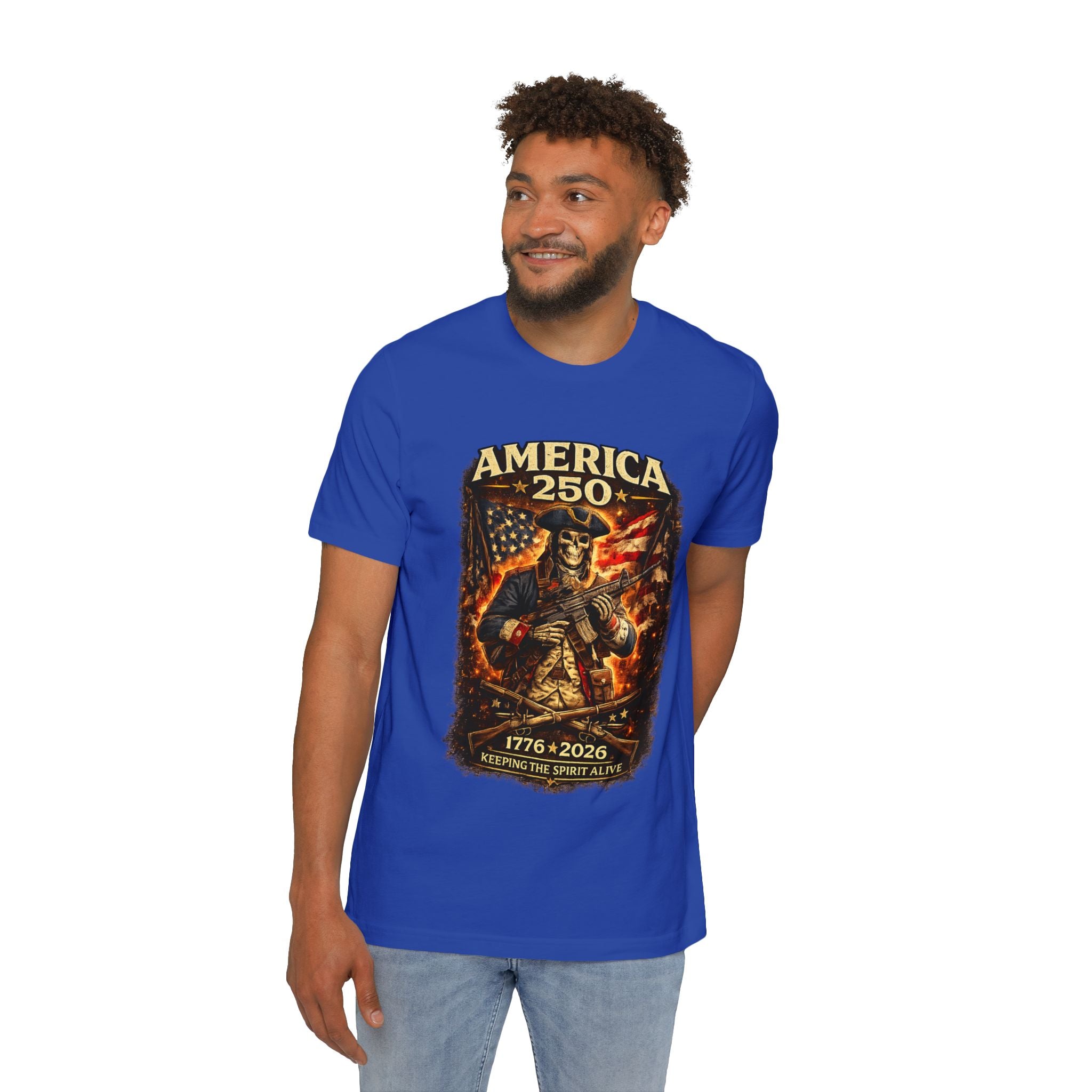 America 250 T-Shirt - 1776-2026 Patriotic Skeleton Flag Tee