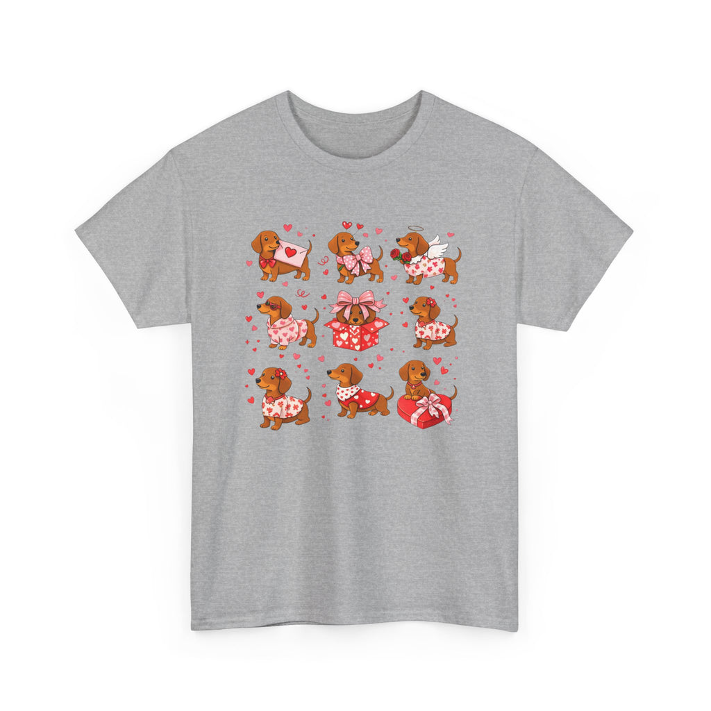 Dachshund Valentine T-Shirt — Cute Puppy Hearts Graphic Tee