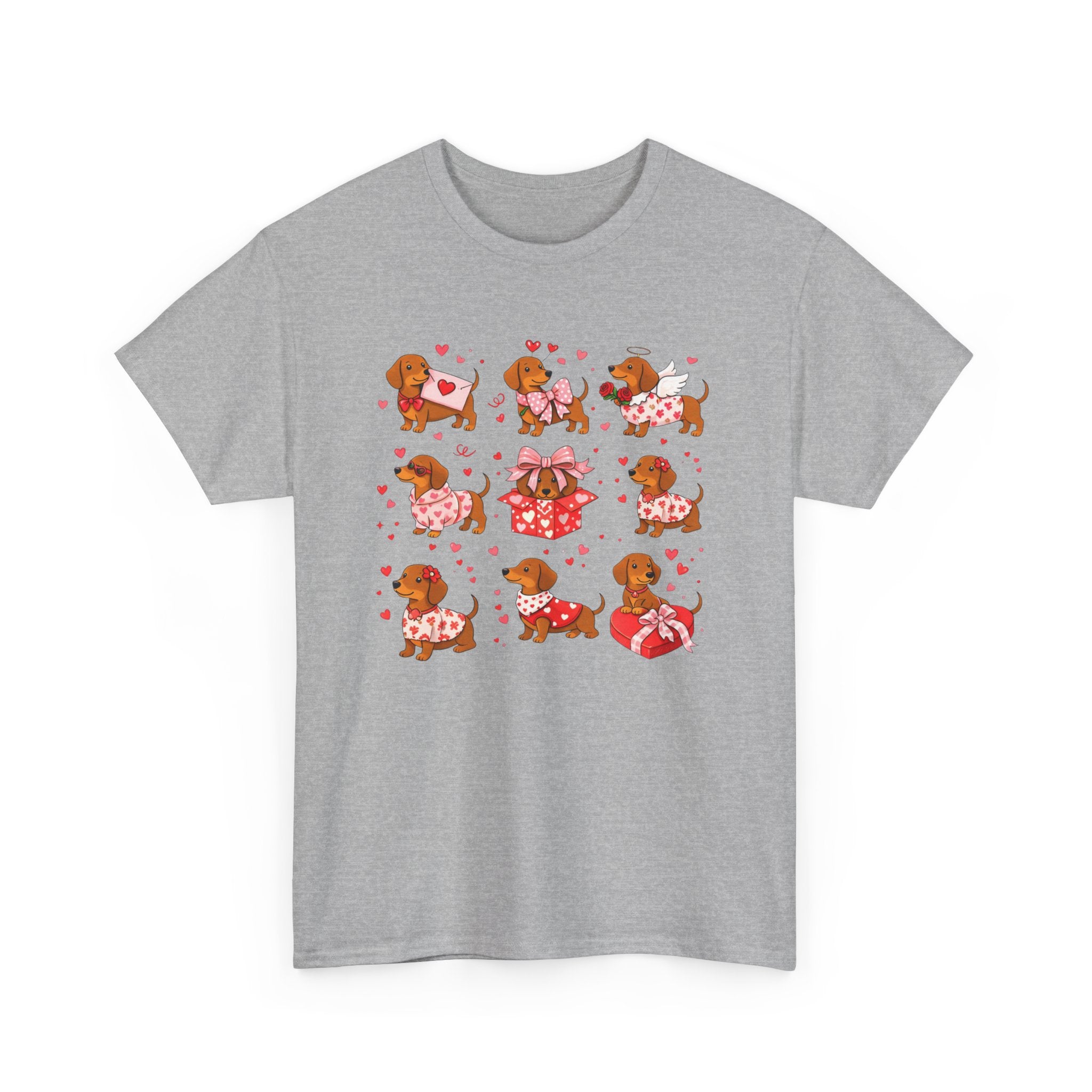 Dachshund Valentine T-Shirt — Cute Puppy Hearts Graphic Tee