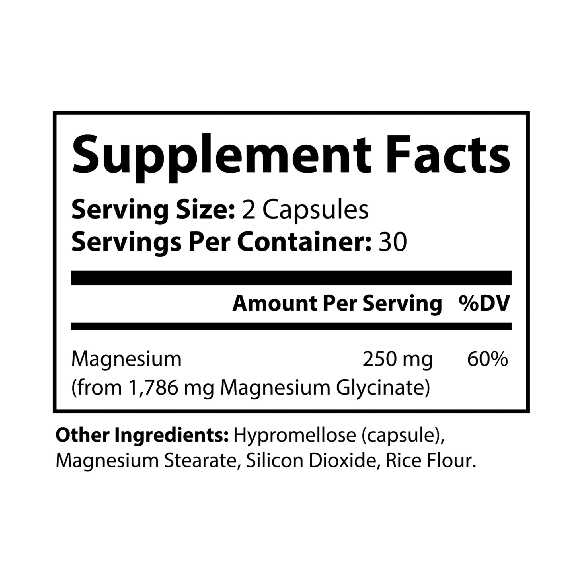 MAG 250-Magnesium Glycinate Supplement (60 Capsules)