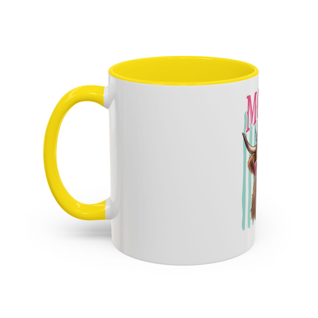 Moody Highland Cow Coffee Mug — Funny Crowned Cow with Bubblegum | Gift for Cow Lovers