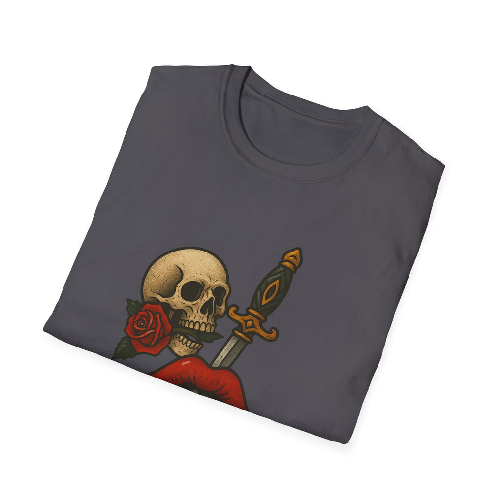 Skull Dagger Love T-Shirt  Edgy Gothic Graphic Tee  Trendy TShirt
