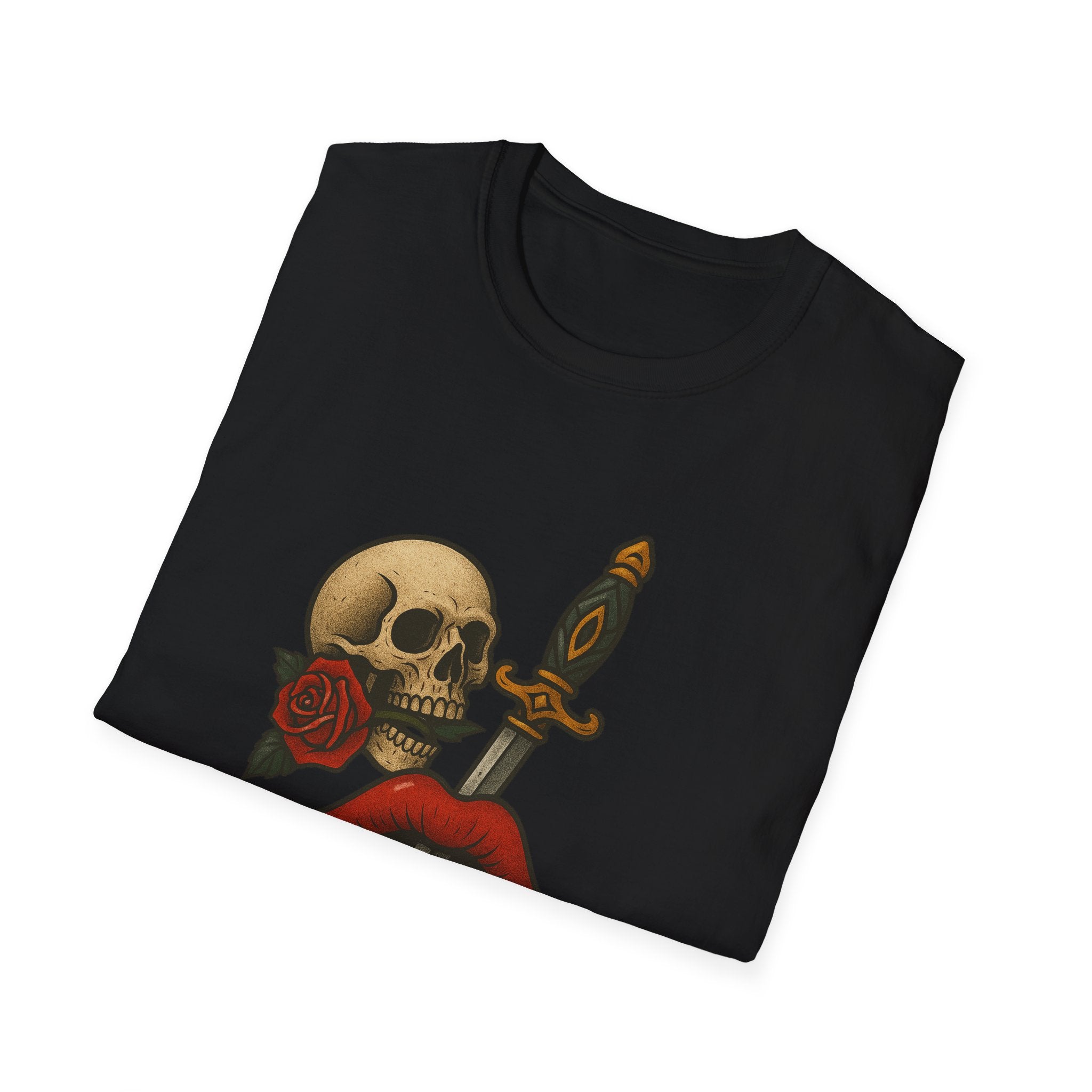 Skull Dagger Love T-Shirt  Edgy Gothic Graphic Tee  Trendy TShirt
