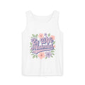 Floral Graphic Tank Top - EZ Wife Material - Casual Summer Wear, Gifts for Newlyweds, Cute Matching Outfits, Honeymoon Tops, Boho Style