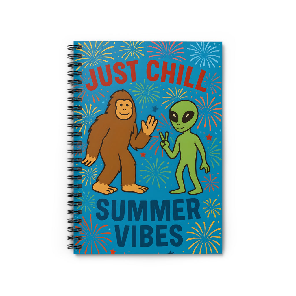 Spiral Notebook - Fourth of July Fireworks Bigfoot Ruled Line