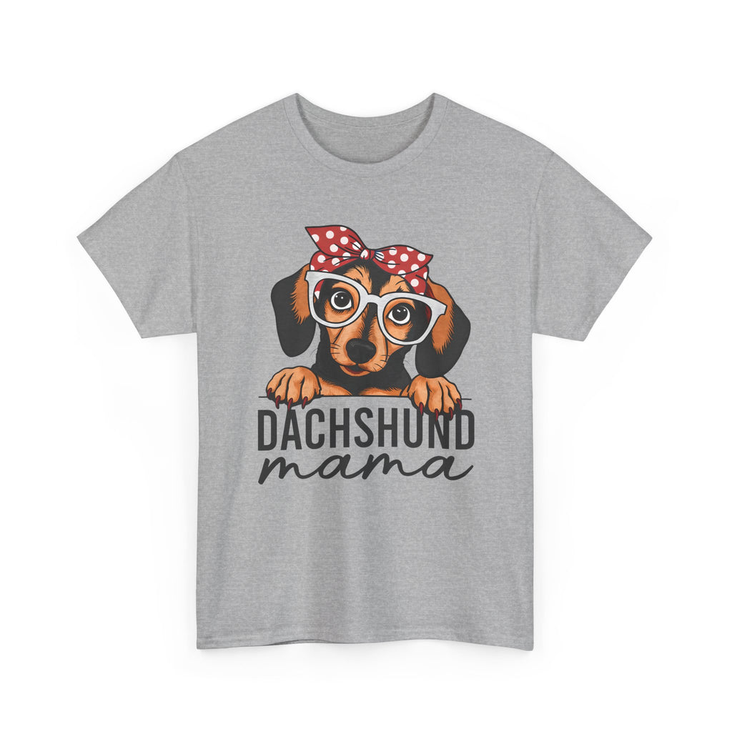 Dachshund Mama T-Shirt — Cute Dog Mom Tee with Glasses & Bandana
