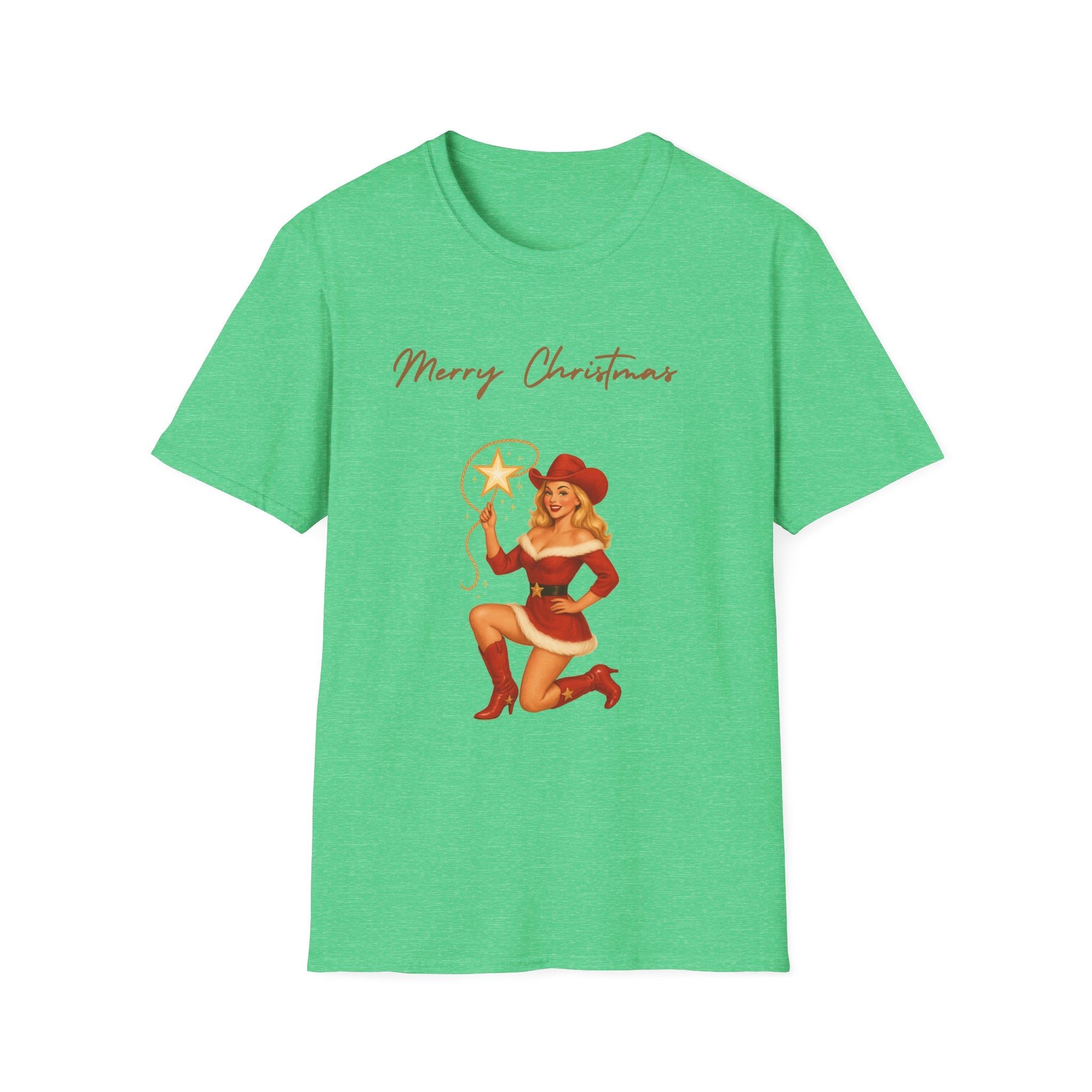 Christmas Cowgirl T-Shirt — "Merry Christmas" Pinup Holiday Tee