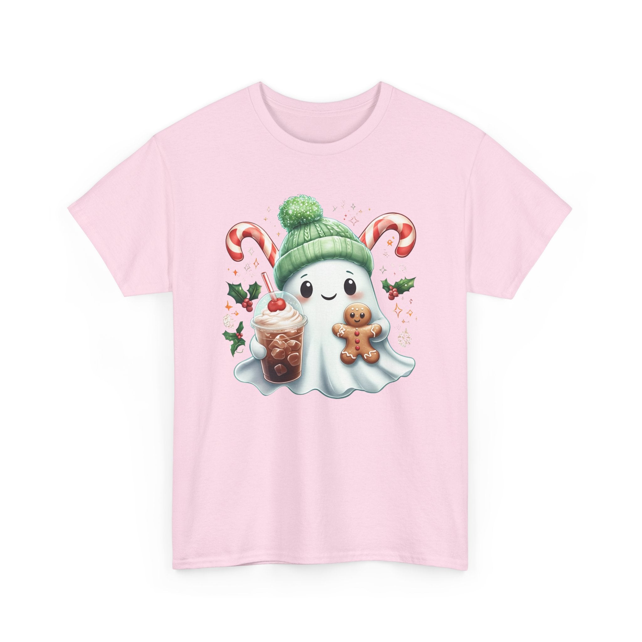 Christmas Ghost T-Shirt — Cute Holiday Ghost with Gingerbread & Candy Canes      Trendy TShirt