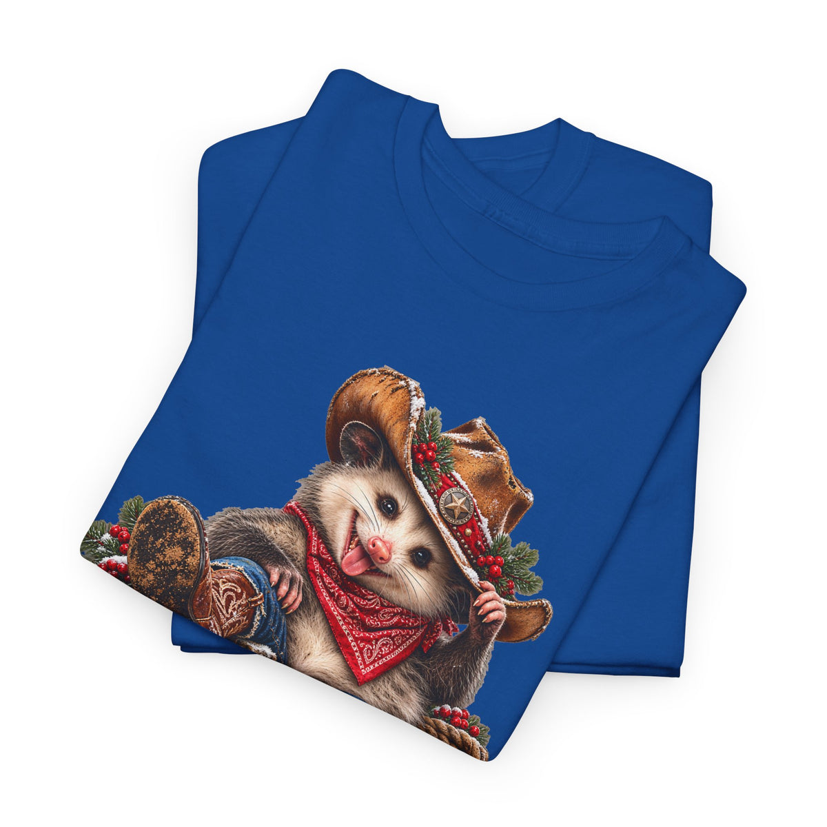 Pete the Possum Women’s Classic Christmas Tee – Western Cowgirl Holiday Shirt