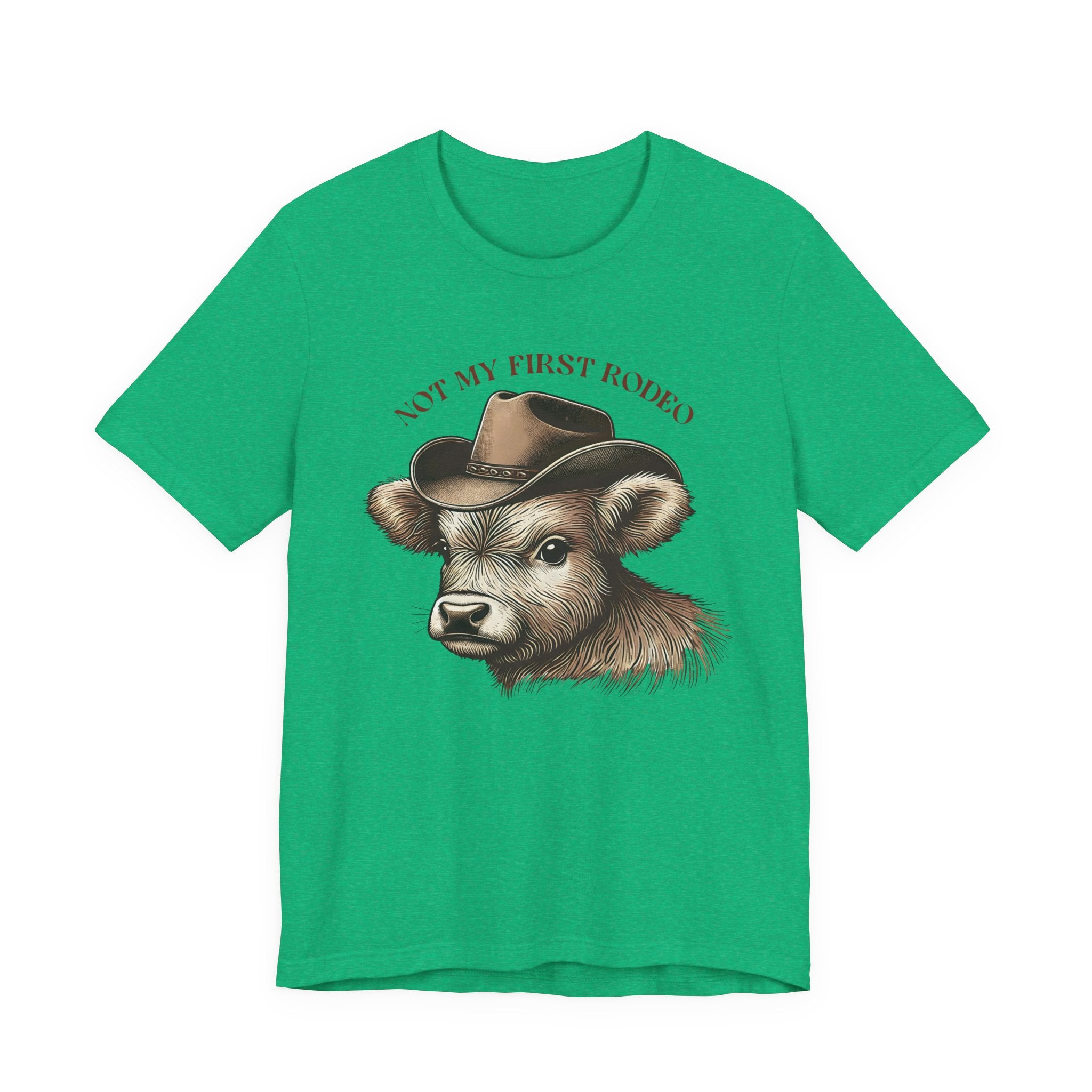 Not My First Rodeo Cow Tee — Western Cow with Cowboy Hat Graphic