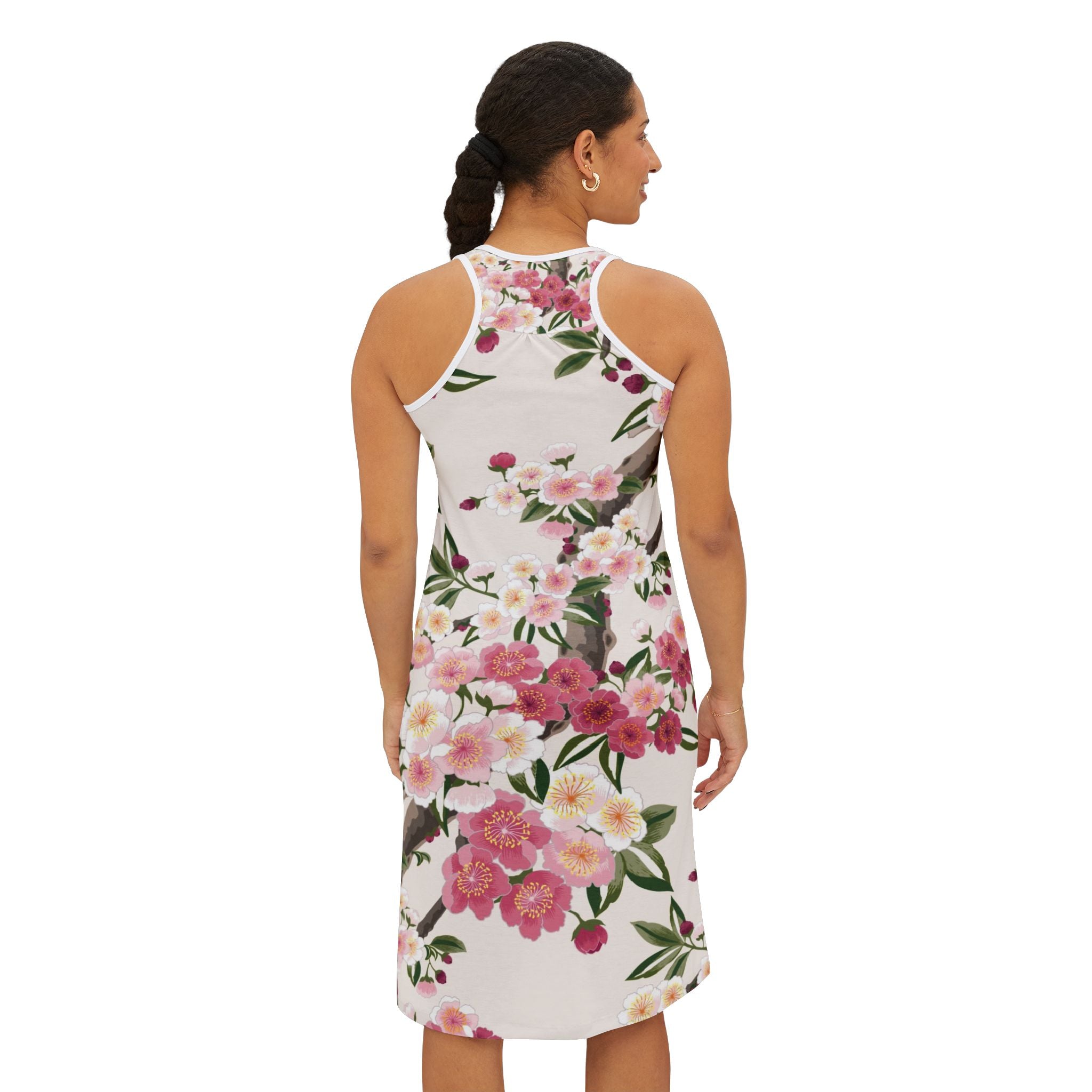 Floral Racerback Dress — Pink Cherry Blossom All-Over Print