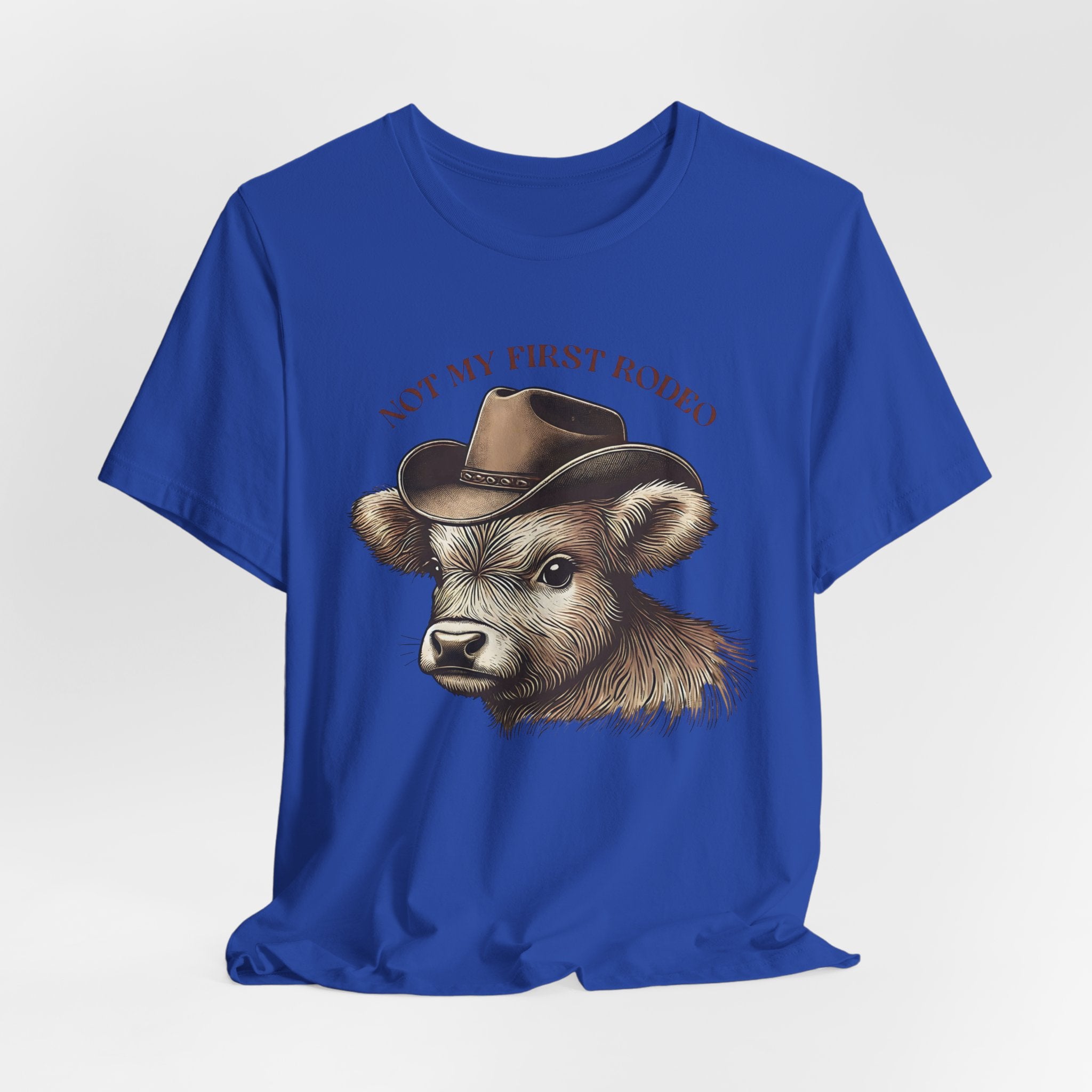 Not My First Rodeo Cow Tee — Western Cow with Cowboy Hat Graphic