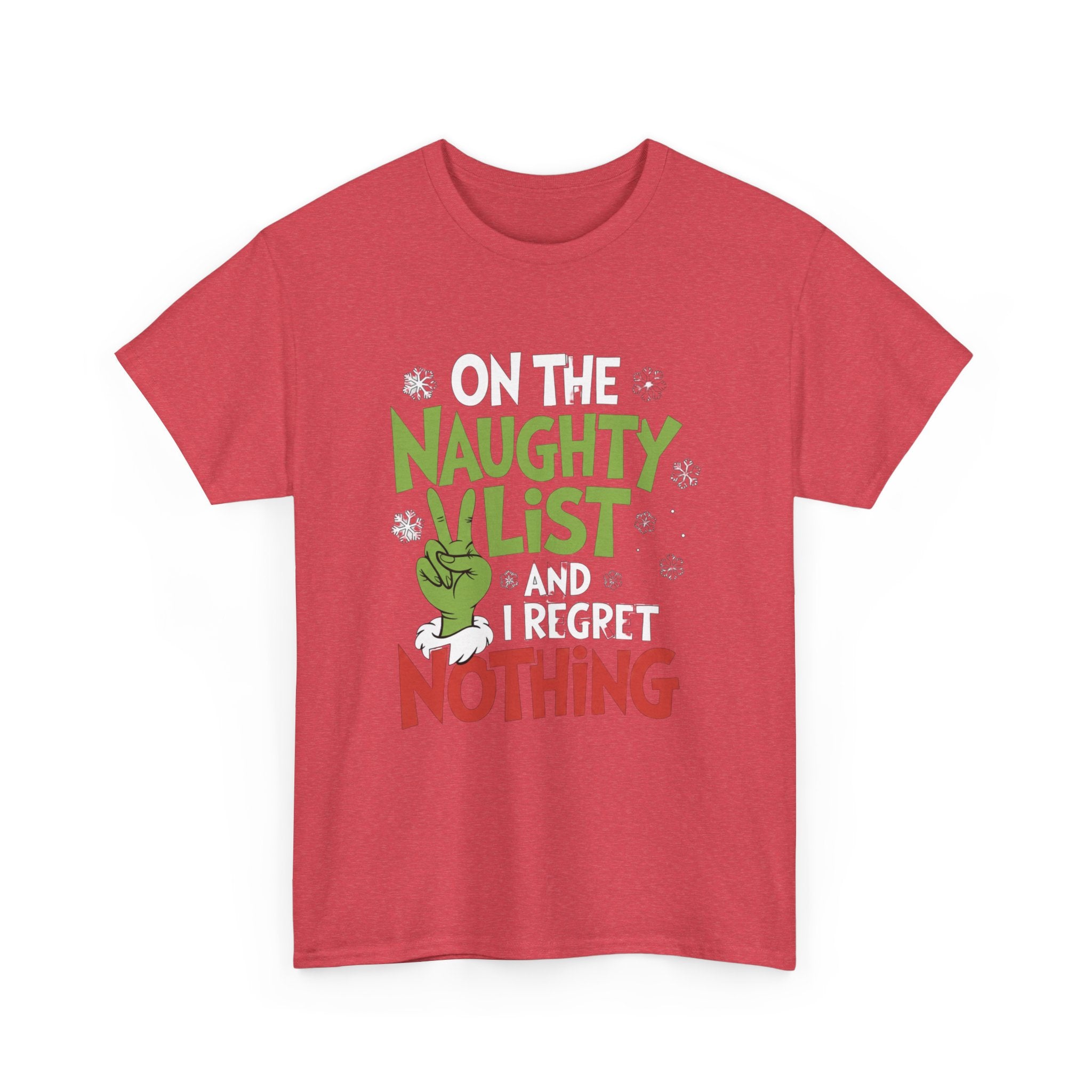 Christmas Tee  "On the Naughty List and I Regret Nothing" Funny Holiday Shirt Trendy TShirt