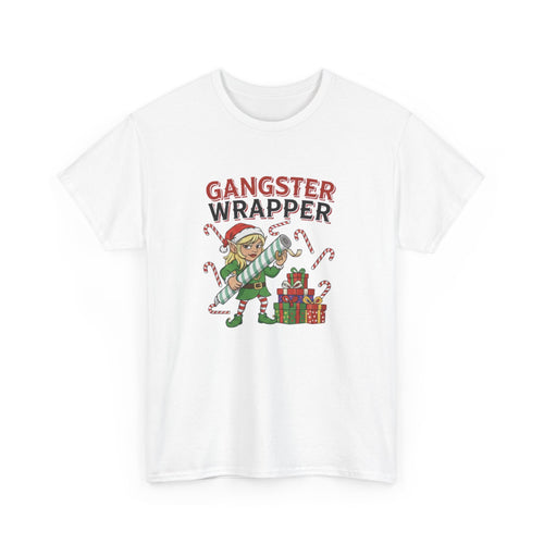 "Gangster Wrapper" Funny Elf Christmas T-Shirt — Sarcastic Holiday Humor Tee | Wolf Hill Designs