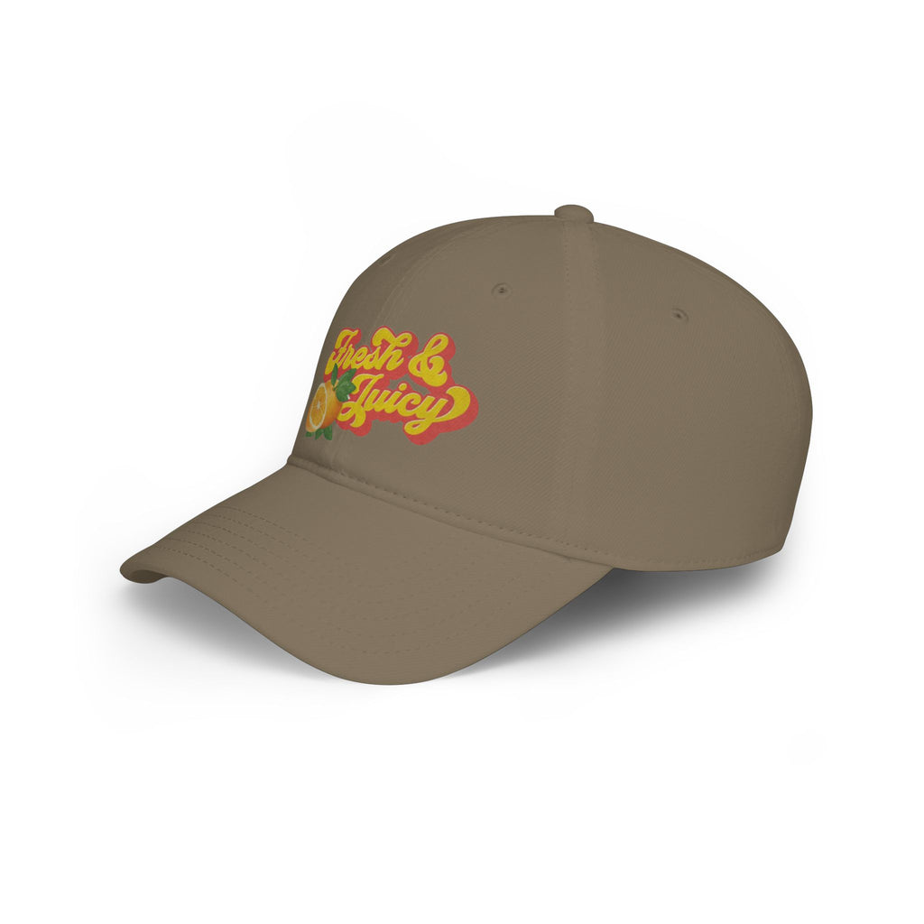 Fresh & Juicy Baseball Cap — Red Citrus Graphic Low Profile Hat