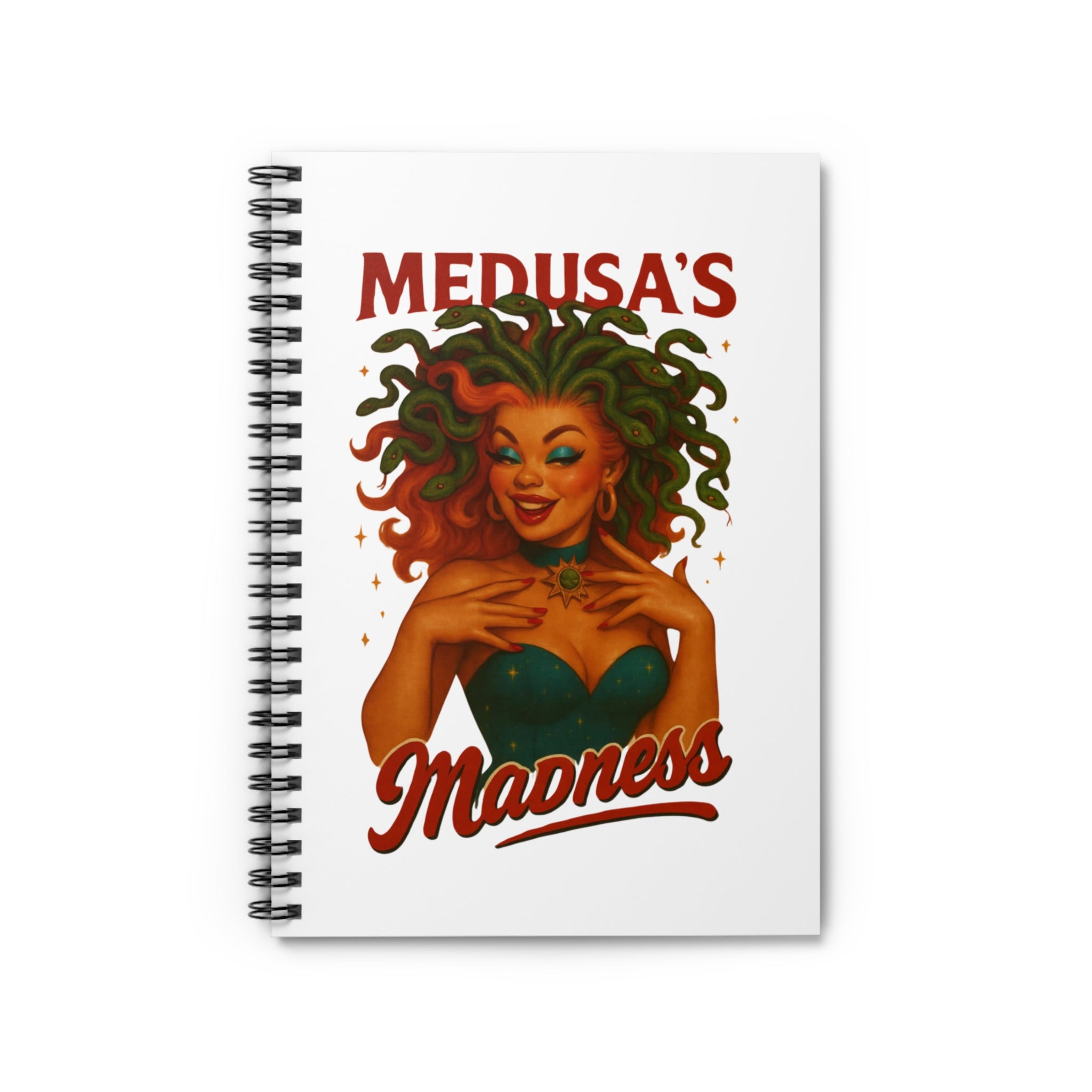 Medusa's Madness Spiral Notebook - Unique Journal for Writers, Art Lovers, Gifts, School Supplies, Witchy Vibe, Holiday Notebook