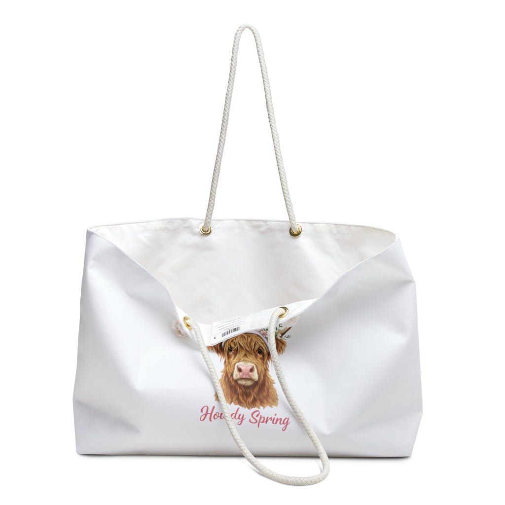 Weekender Bag — "Some Bunny Loves the Ranch" Cute Spring Cow Tote for Weekend Getaways
