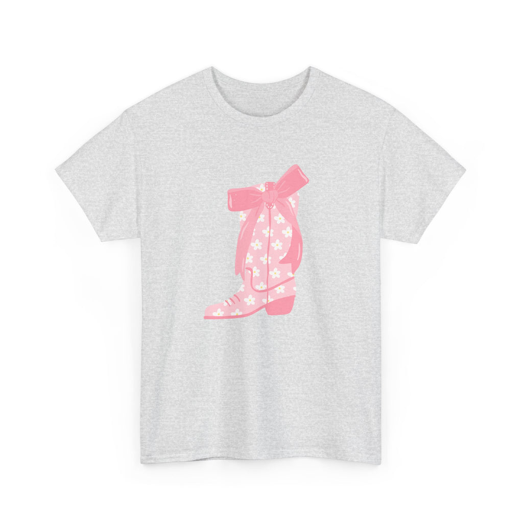 Cowgirl Boot Graphic Tee Pink Ribbon Star Print trendy t-shirt