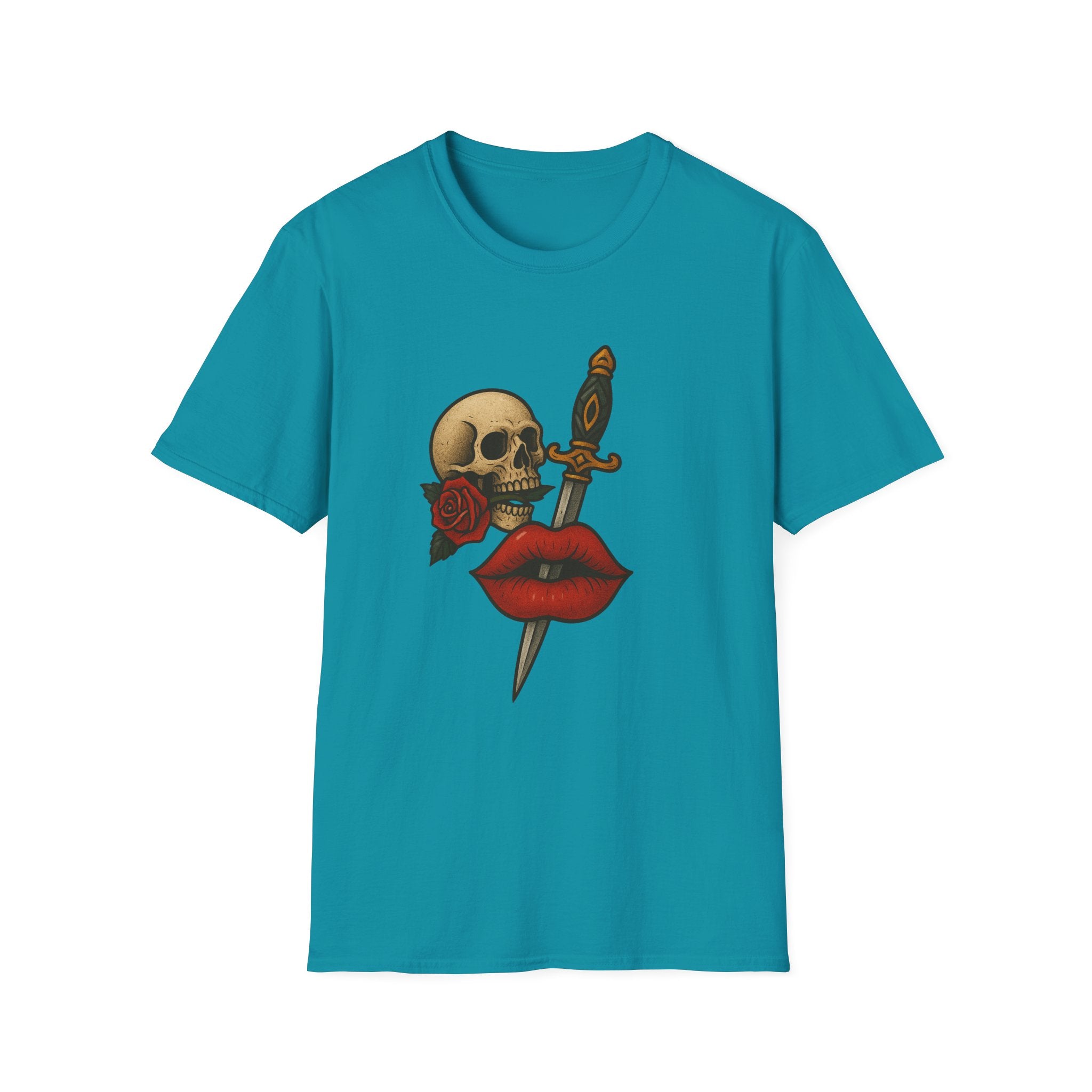 Skull Dagger Love T-Shirt  Edgy Gothic Graphic Tee  Trendy TShirt