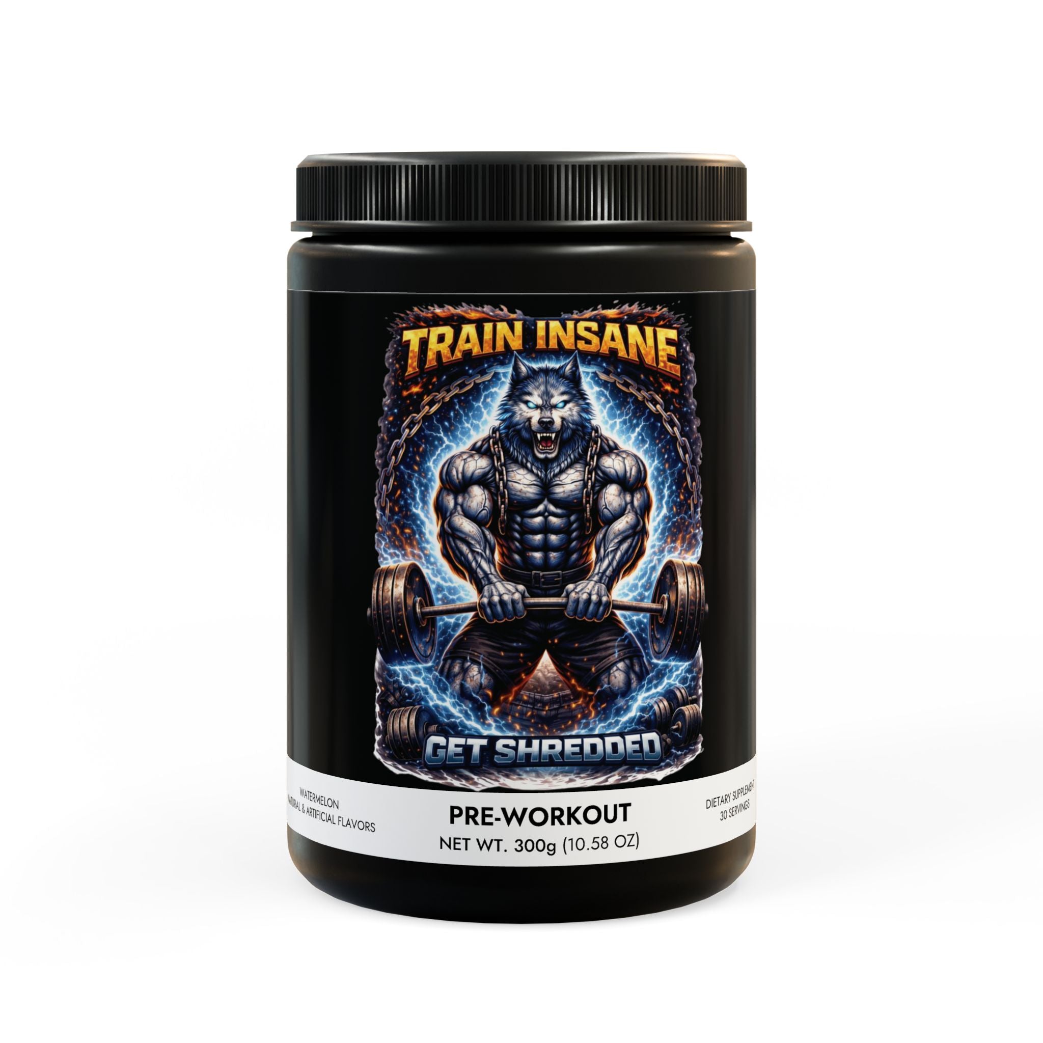 TRAIN INSANE Pre-Workout Supplement, Watermelon (300g, 10.58oz)
