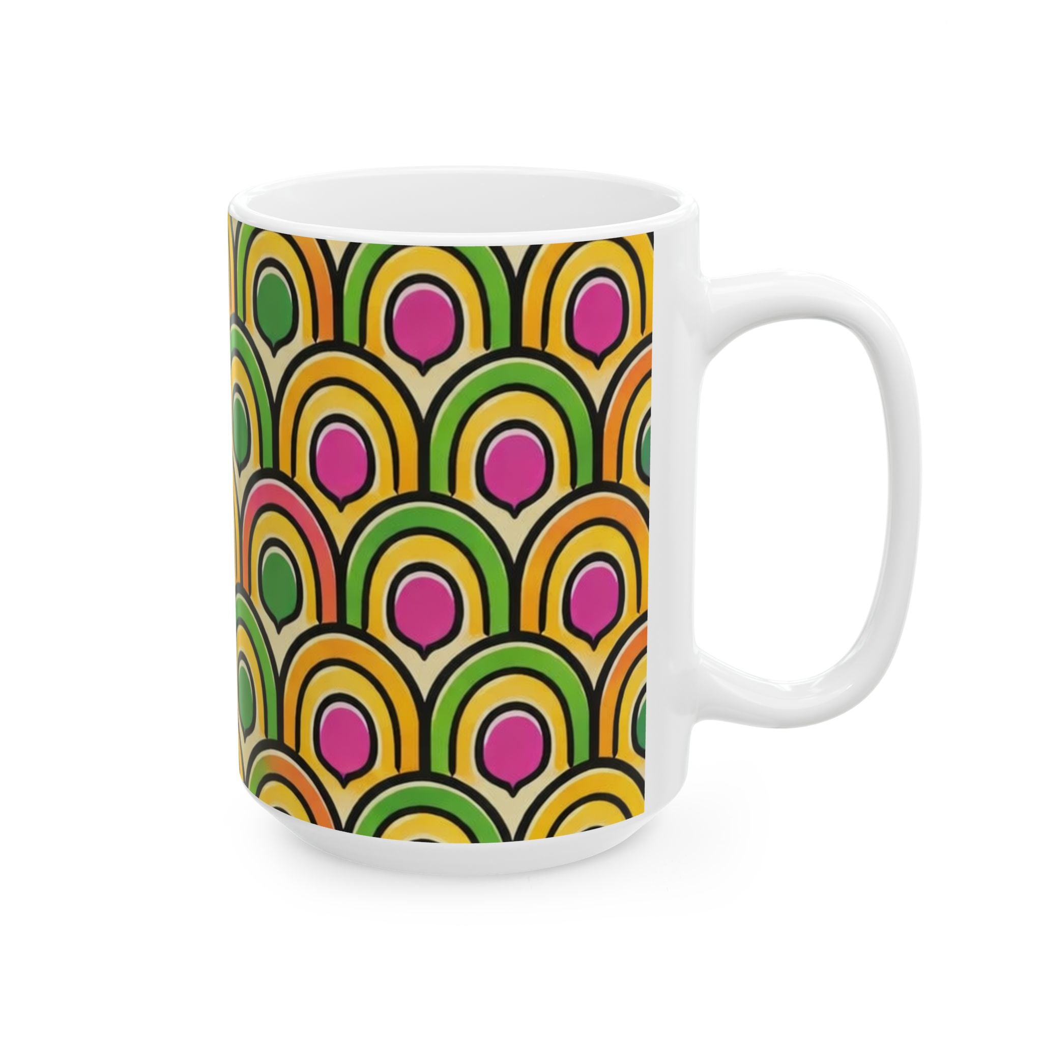 Citrus Crush Vintage Ceramic Mug — 60s-Inspired Bold Citrus Pattern (11oz, 15oz)