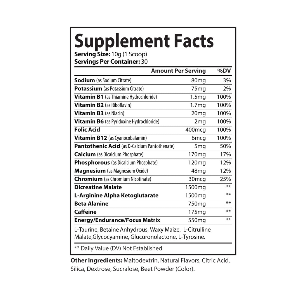 TRAIN INSANE Pre-Workout Supplement, Watermelon (300g, 10.58oz)