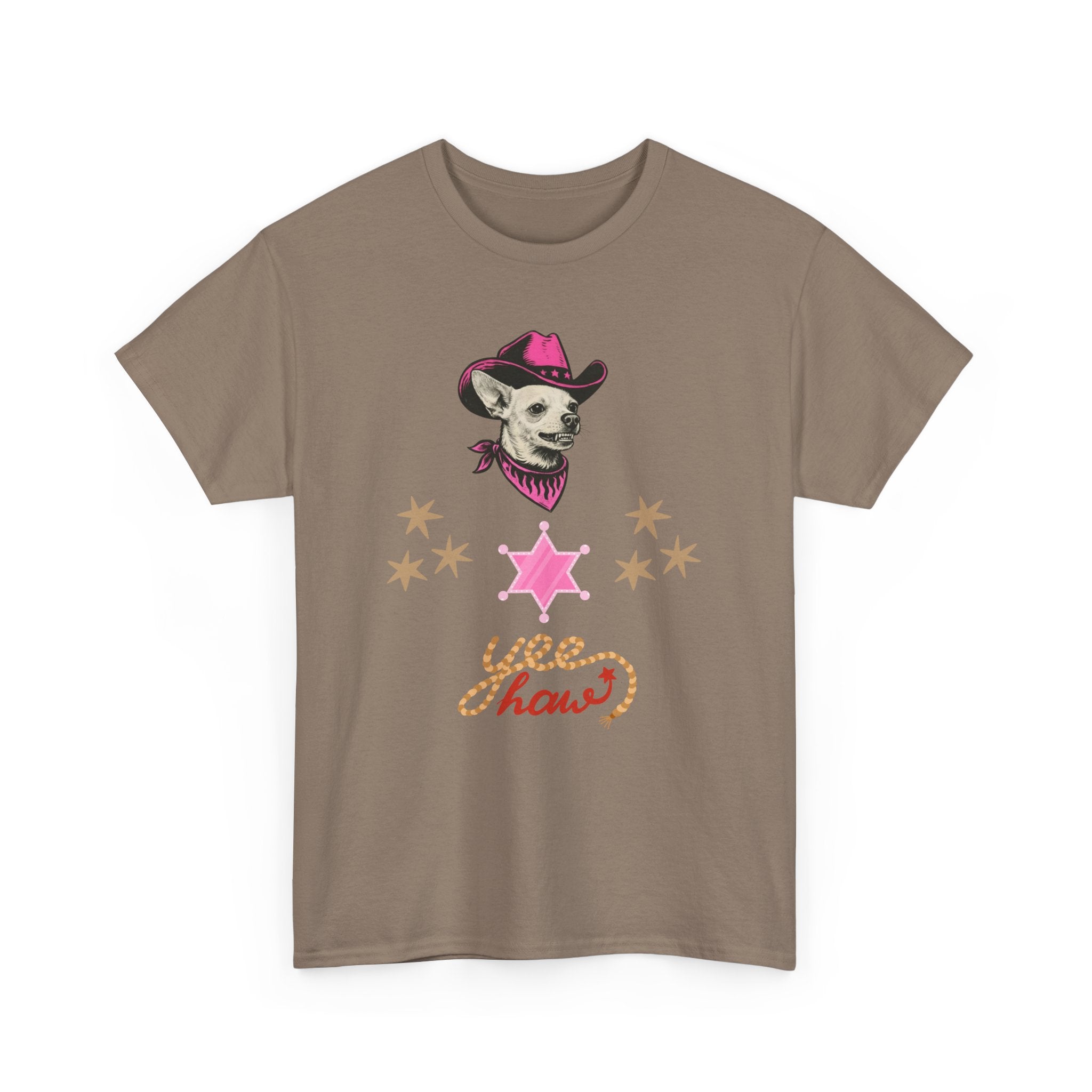 Cowgirl Dog T-Shirt — 'Yee Haw' Chihuahua in Pink Cowboy Hat    Trendy TShirt CoCo