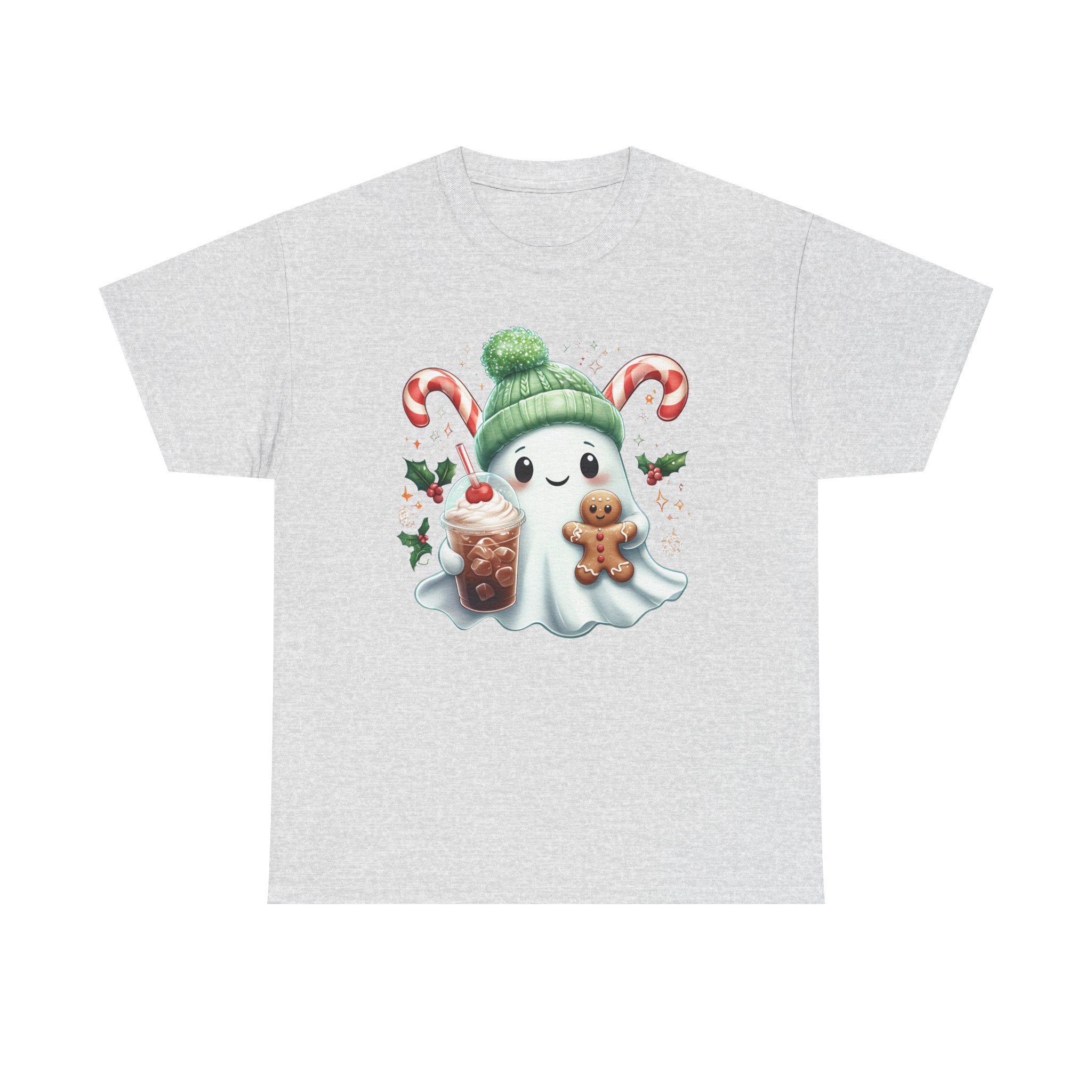 Christmas Ghost T-Shirt — Cute Holiday Ghost with Gingerbread & Candy Canes      Trendy TShirt