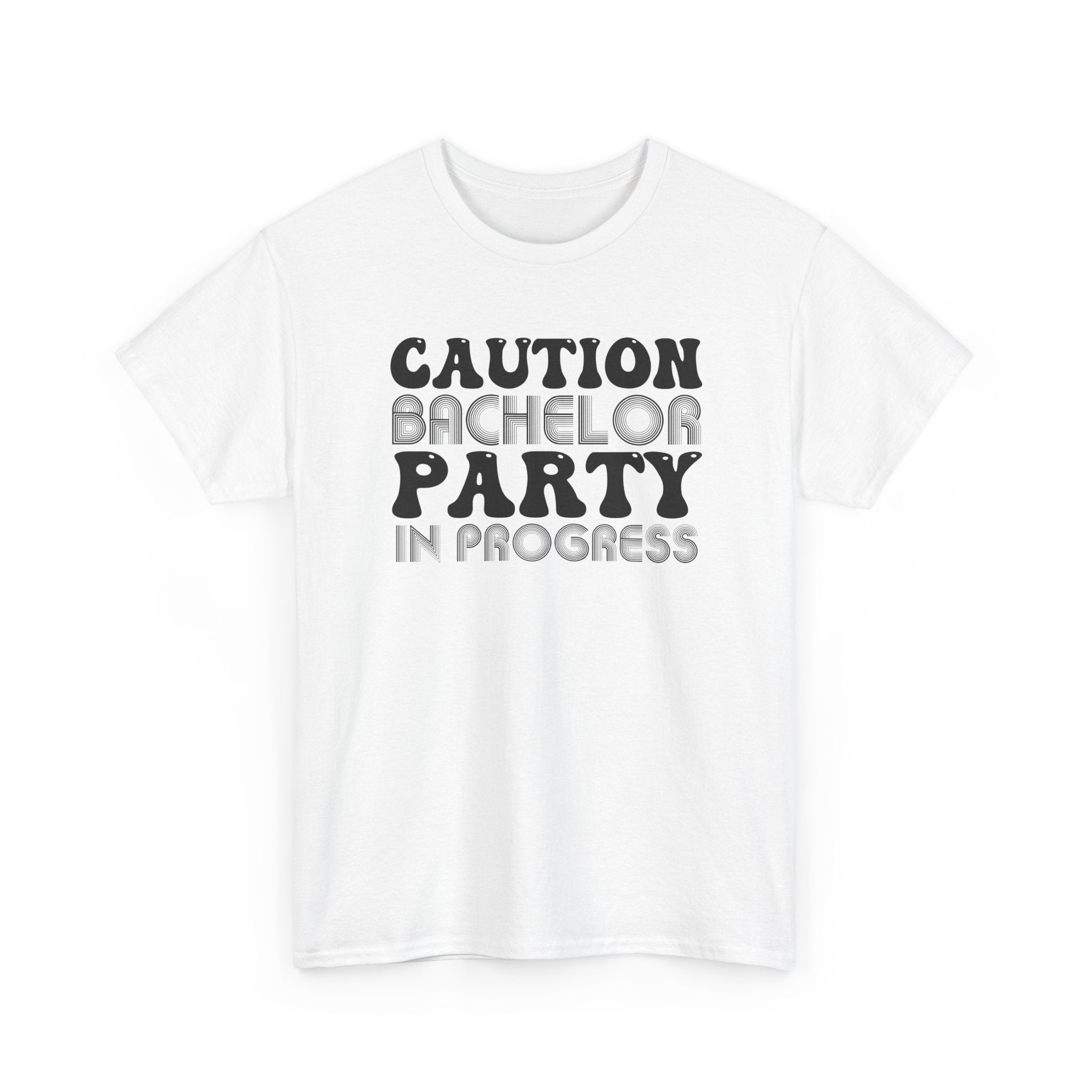 Bachelor Party T‑Shirt – "Caution: Bachelor Party in Progress" Funny Bachelorette/Bachelor Crew Tee