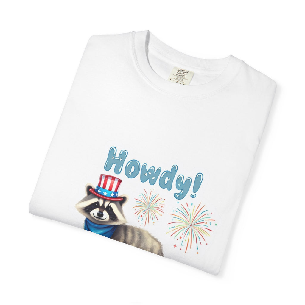 Patriotic Raccoon T-Shirt | Howdy Graphic Tee for 4th of July, Birthday Party, Animal Lover Gift, Summer Vibes, Casual Wear