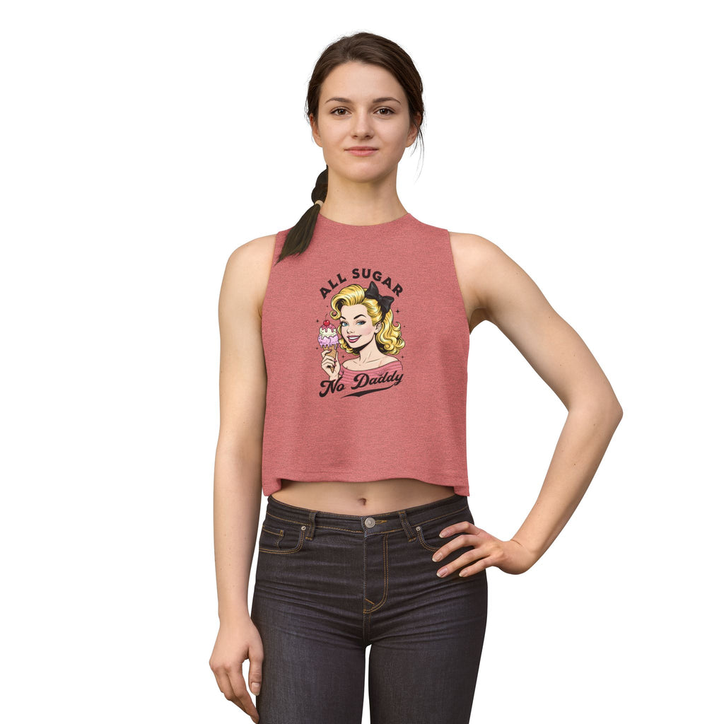 Crop Top — Retro Pinup “All Sugar No Daddy” Graphic Tank