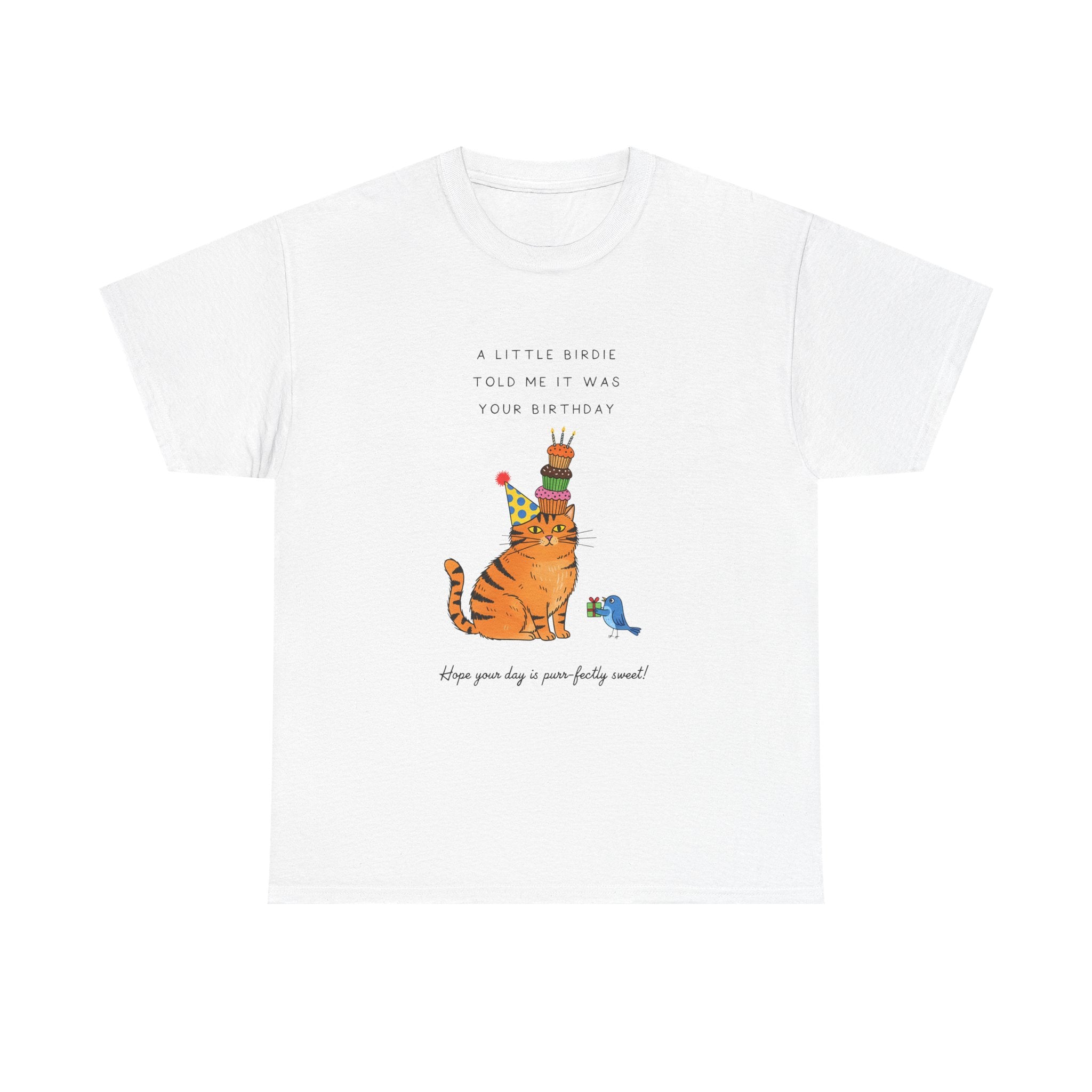 Cat Birthday Cake T-Shirt — "A Little Cake Could Be Made Your Birthday" Funny Party Tee