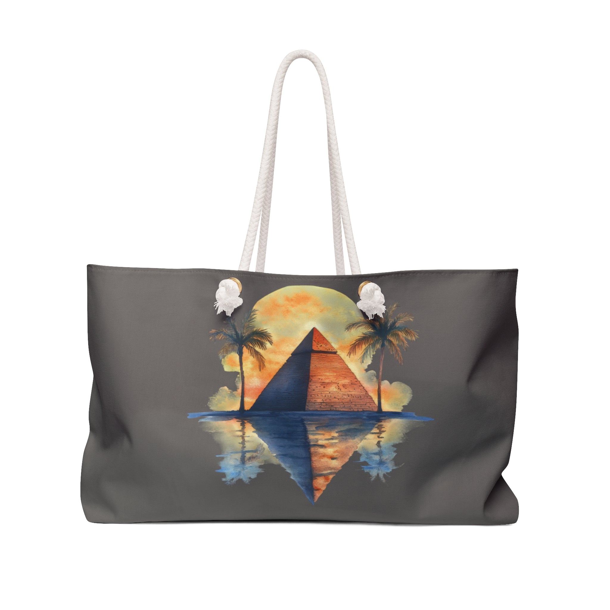 Retro Sunset Pyramid Weekender Bag – Tropical Palm Travel Tote