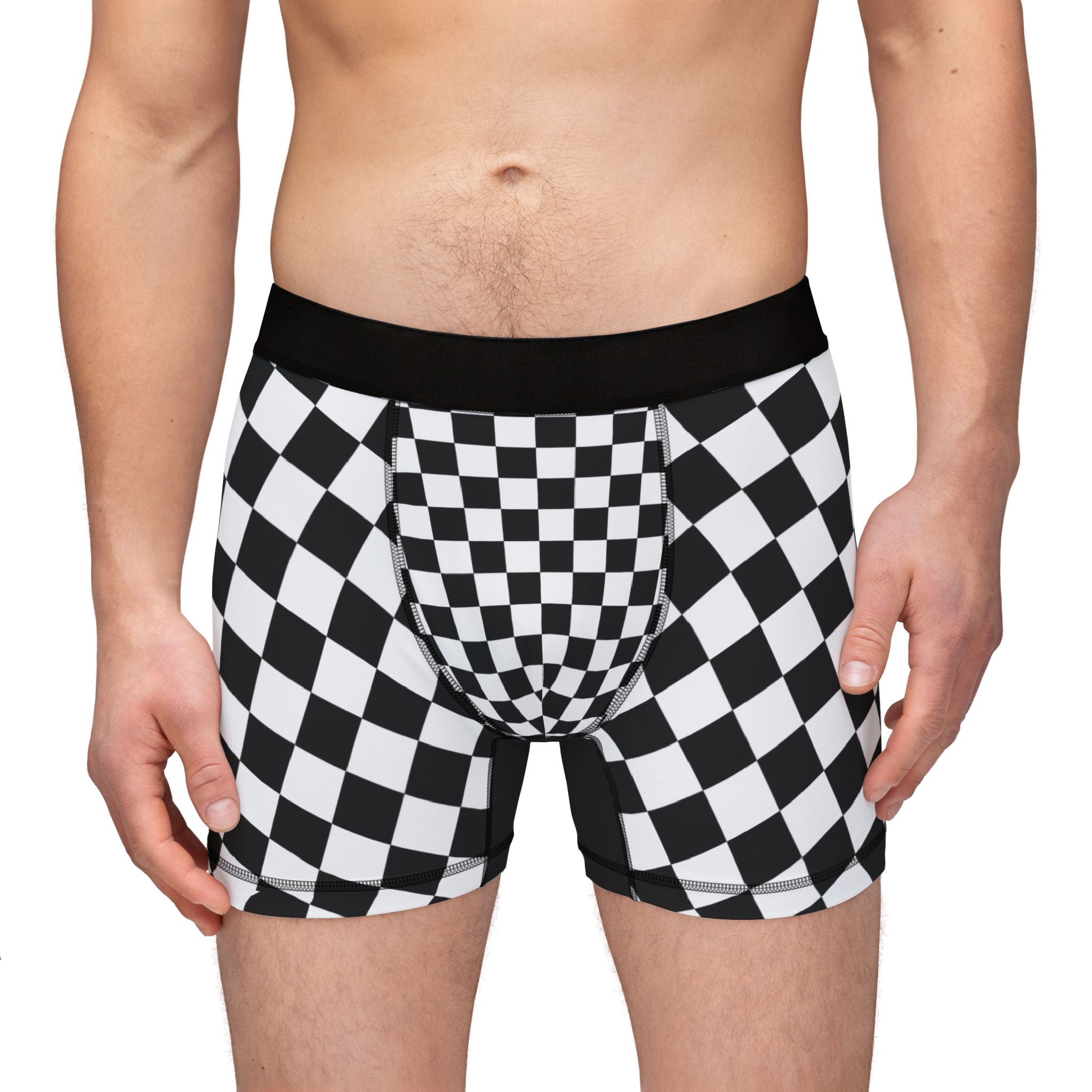 Checkered Flag Boxer Briefs – Black & White Racing Grid Men’s Underwear