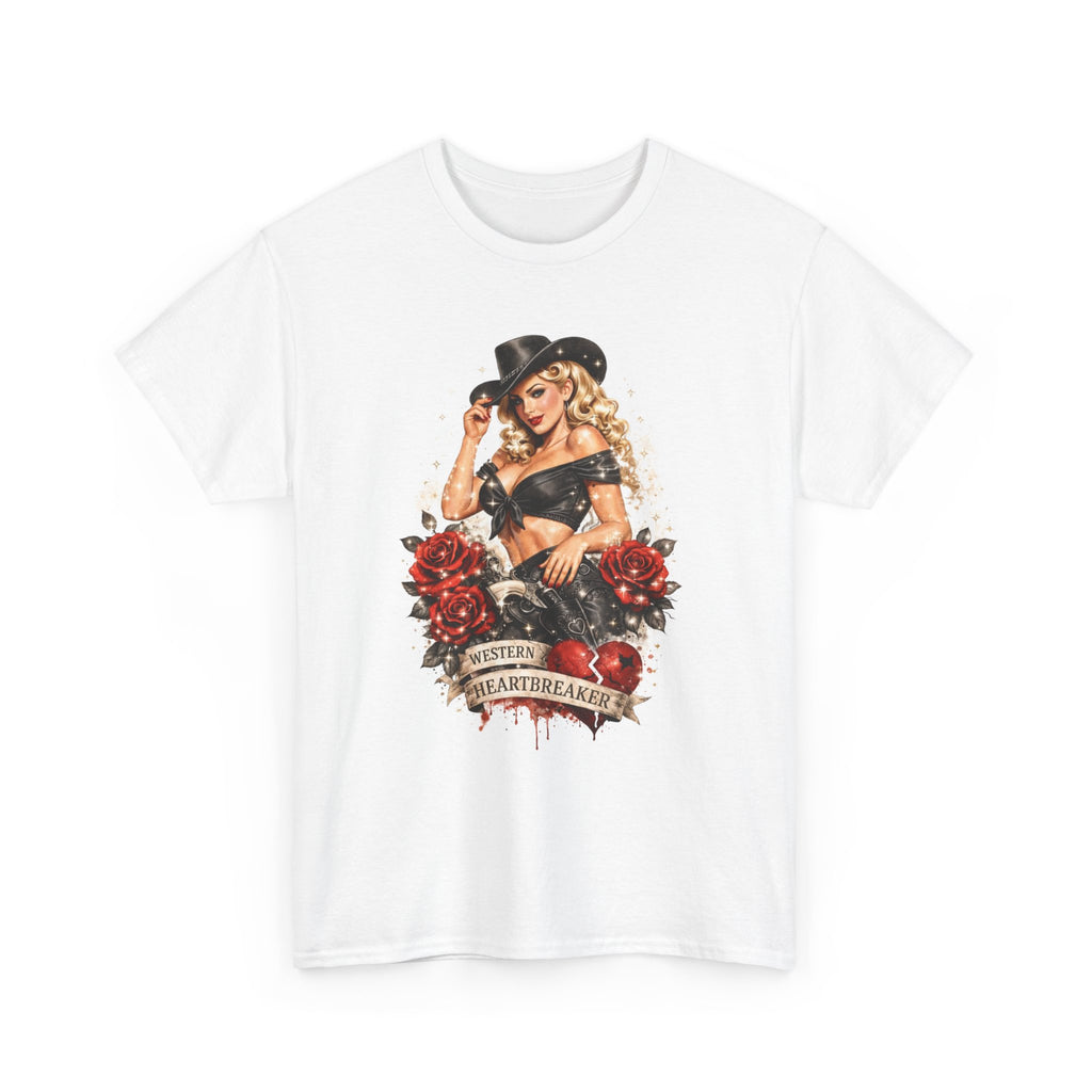 Cowgirl Pinup Heartbreaker T-Shirt — Vintage Valentine Graphic Tee