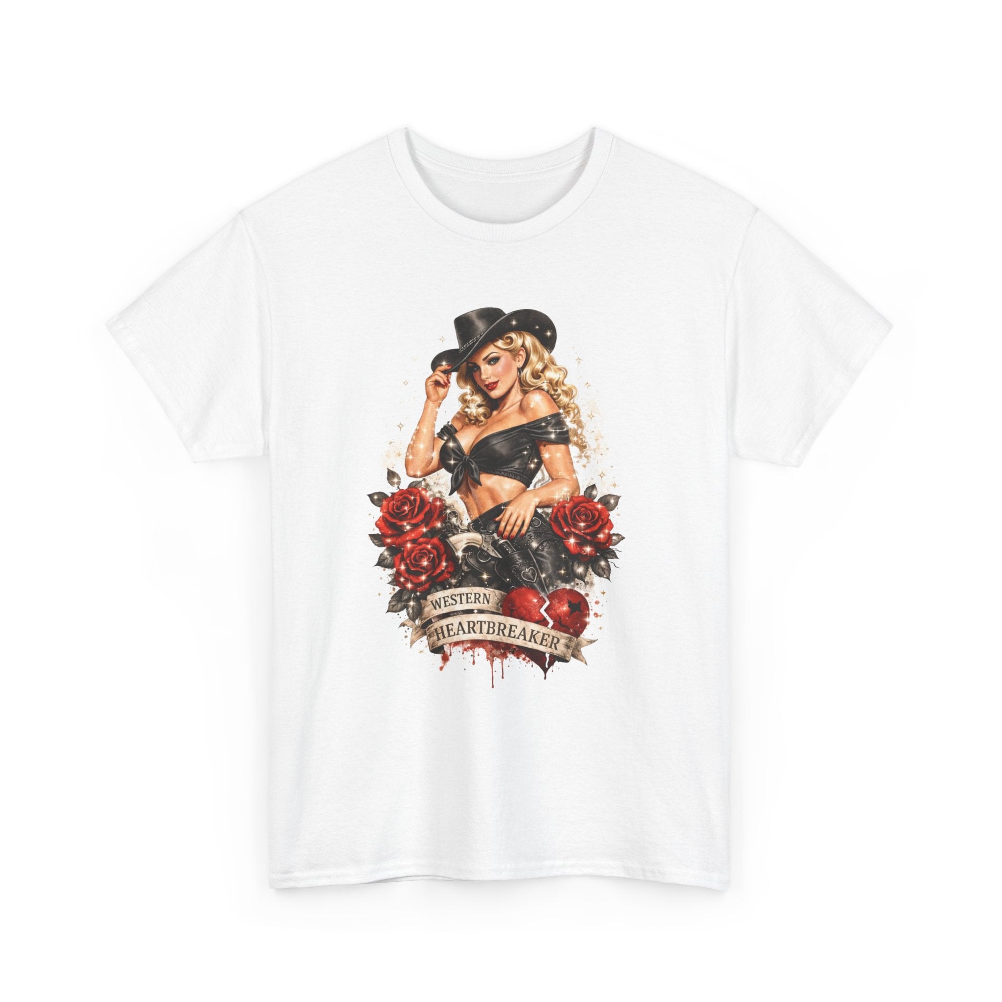 Cowgirl Pinup Heartbreaker T-Shirt — Vintage Valentine Graphic Tee