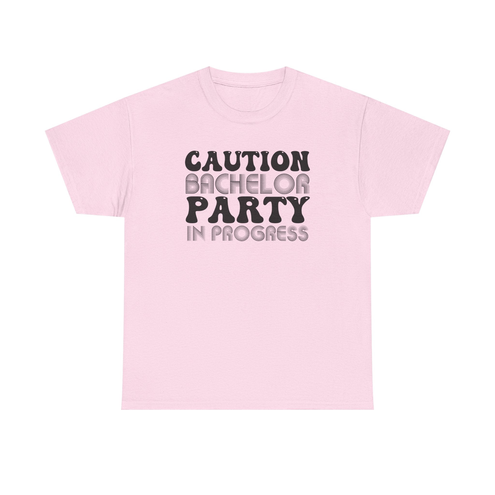 Bachelor Party T‑Shirt – "Caution: Bachelor Party in Progress" Funny Bachelorette/Bachelor Crew Tee