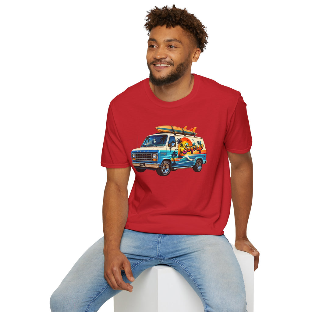 Surf Van T-Shirt — "Surf's Up" Retro Beach Van Tee