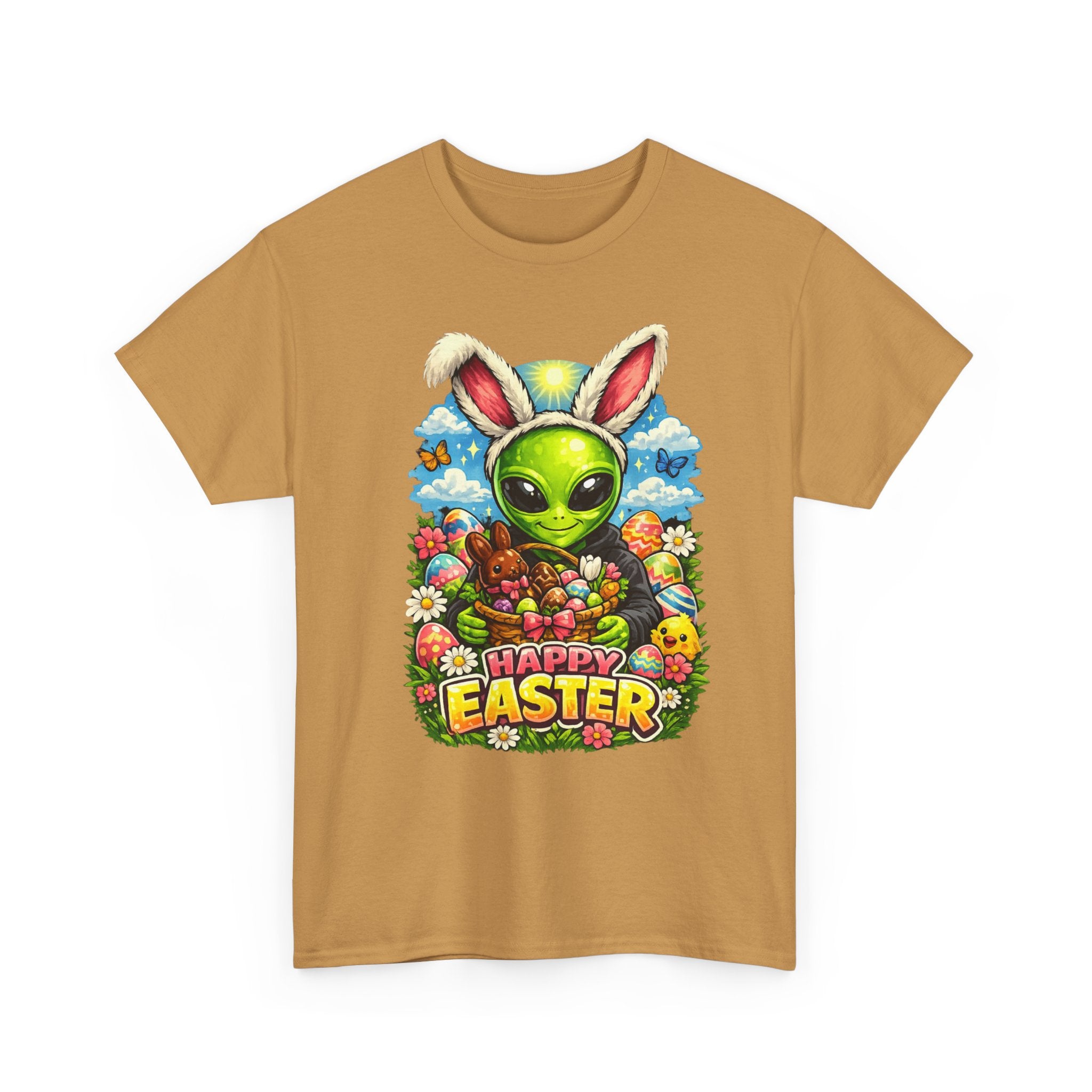 Alien Bunny Happy Easter T-Shirt | Easter eggs, spring flowers, psychedelic art